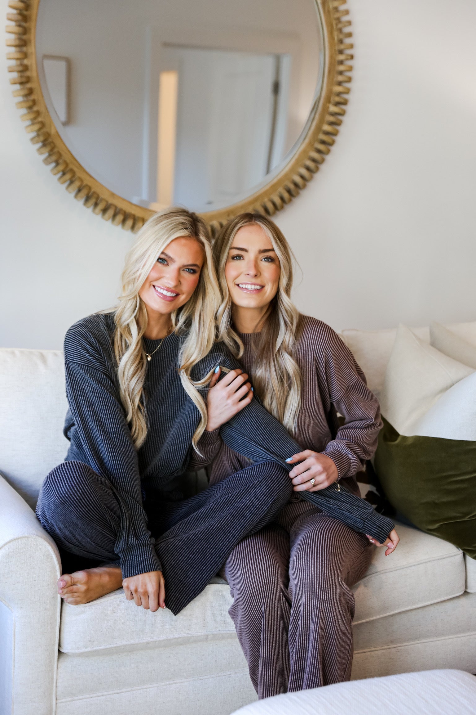 two models wearing cute matching set loungewear