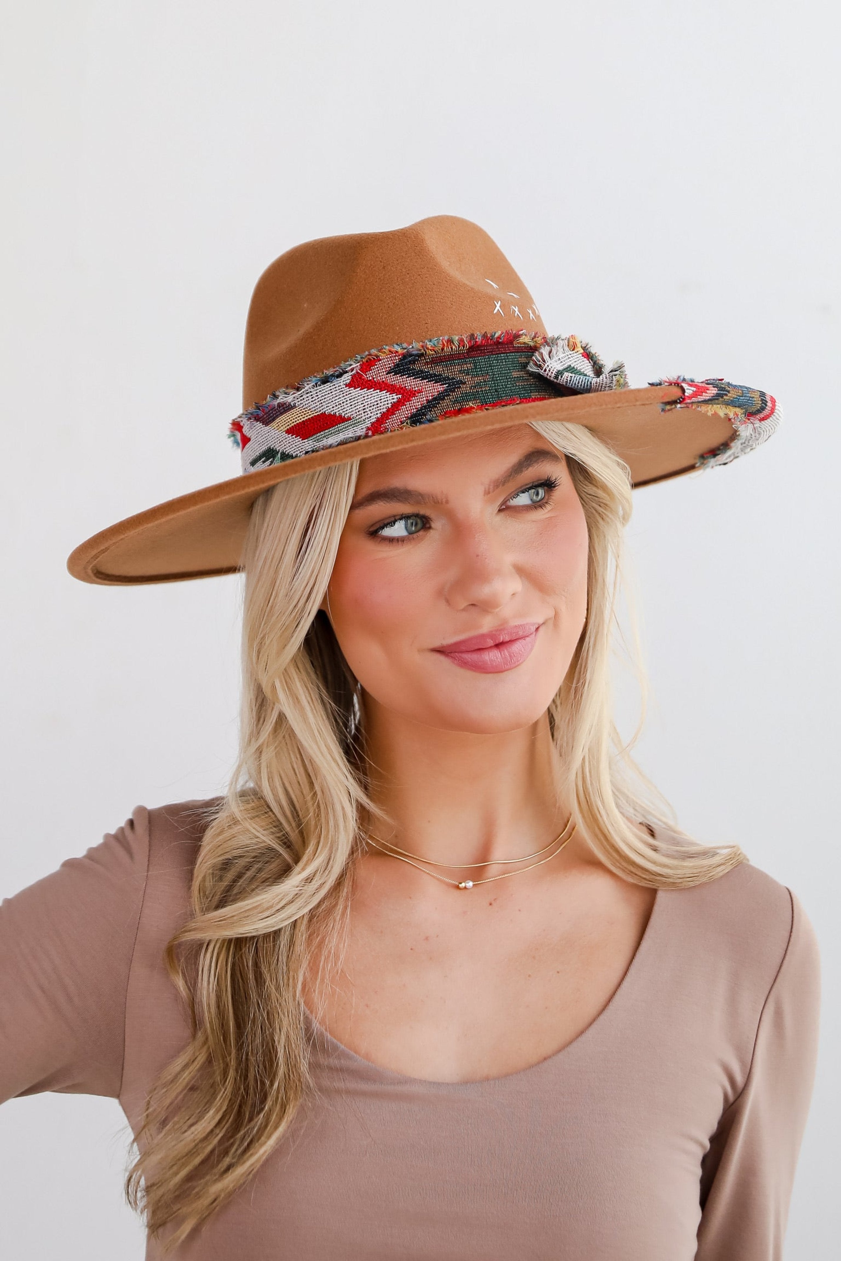 Saddled Up Camel Wide Brim Fedora Hat