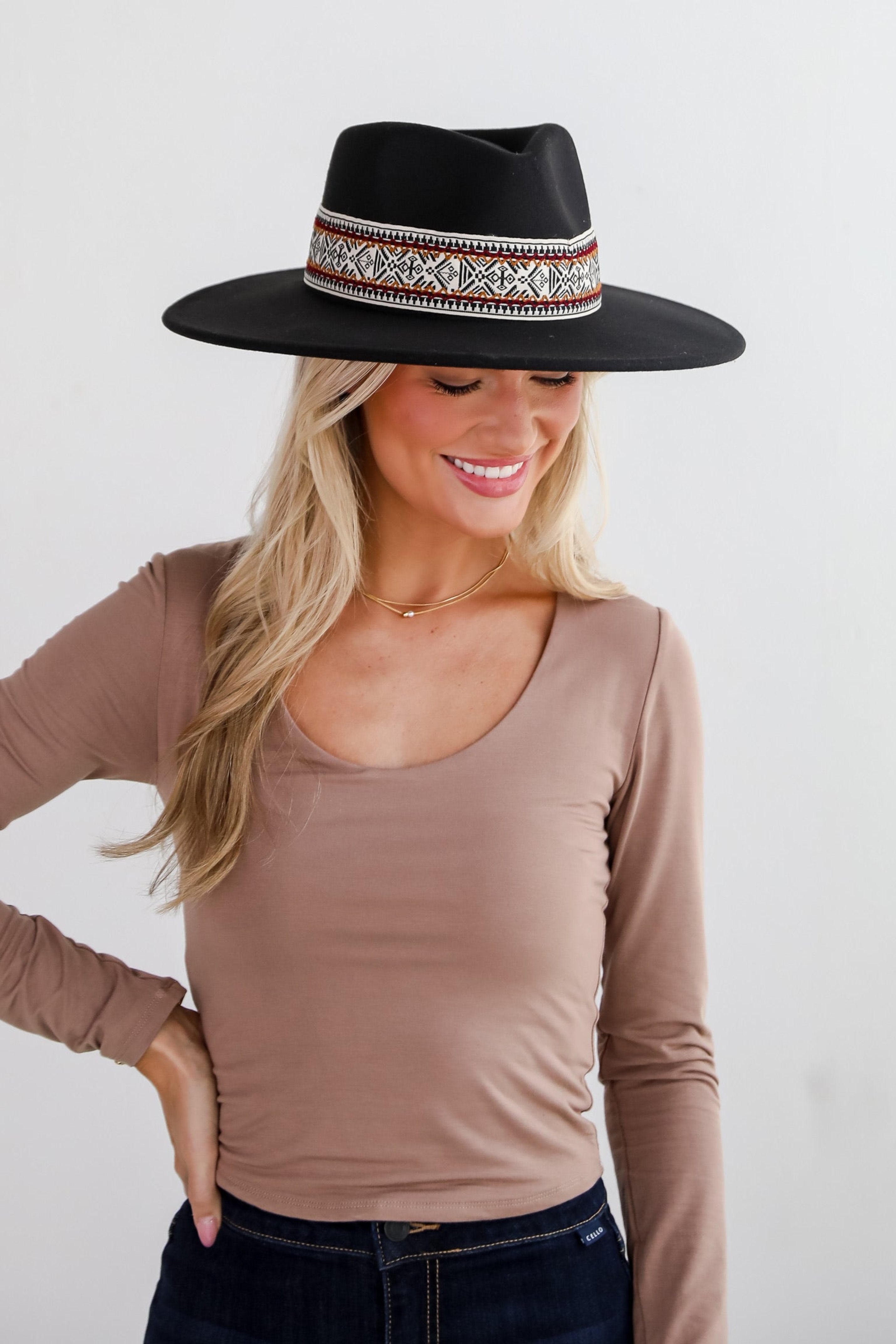 Out West Vibe Black Wide Brim Fedora Hat