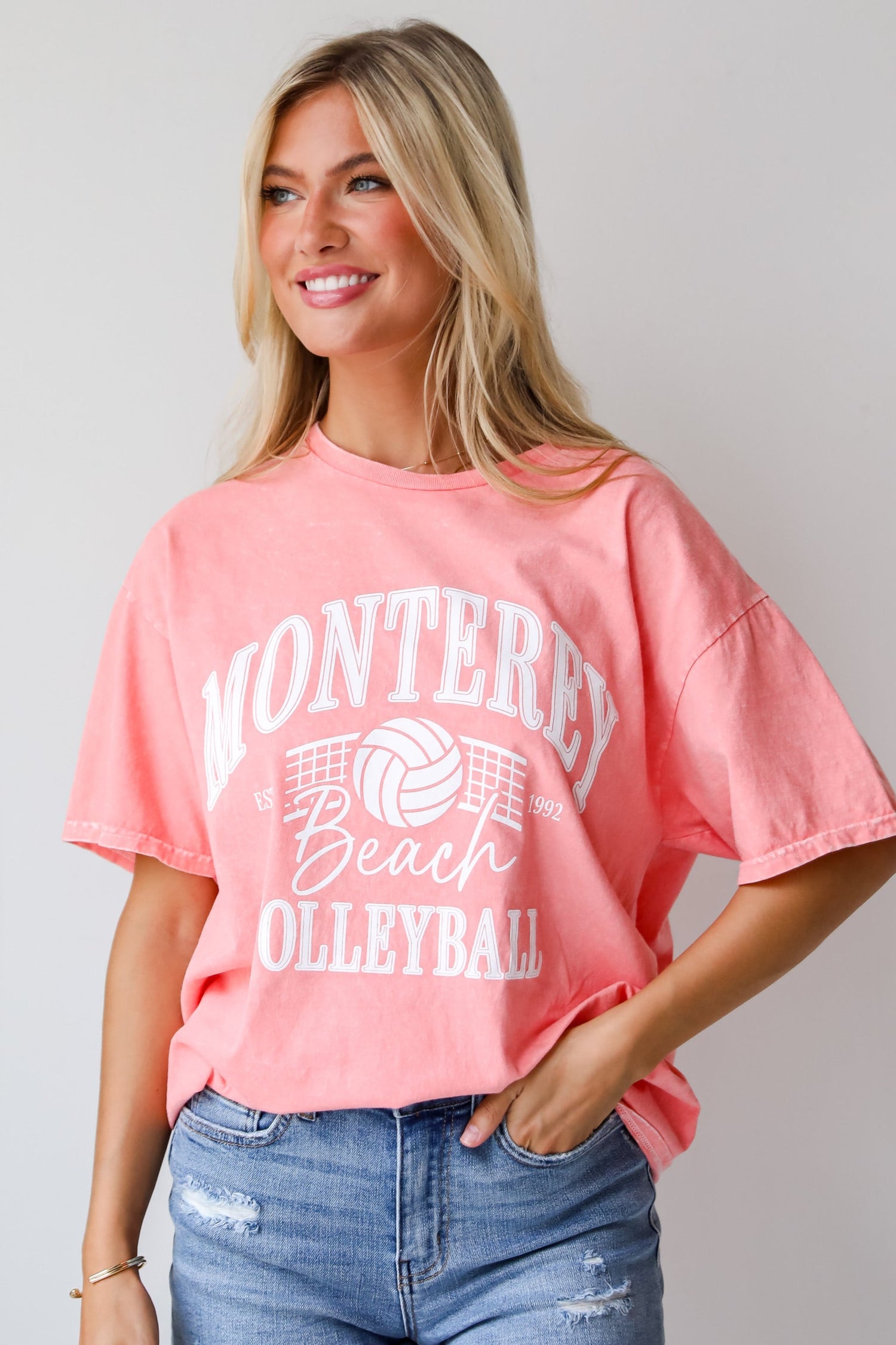 Monterey Beach Volleyball Coral Graphic Tee