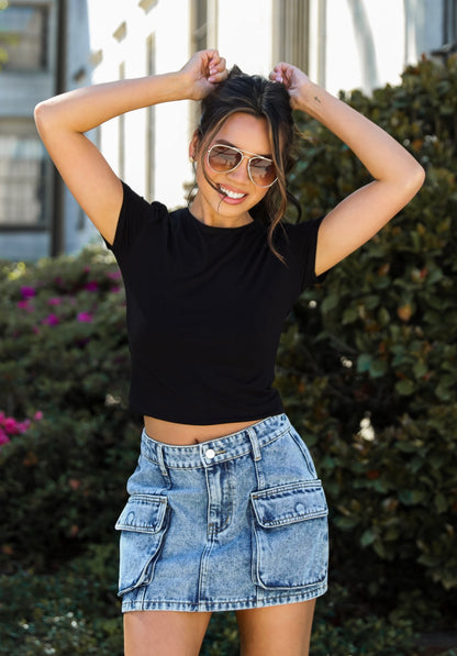 cargo Denim Mini Skirt