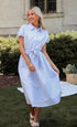 Light Blue Striped Midi Dress