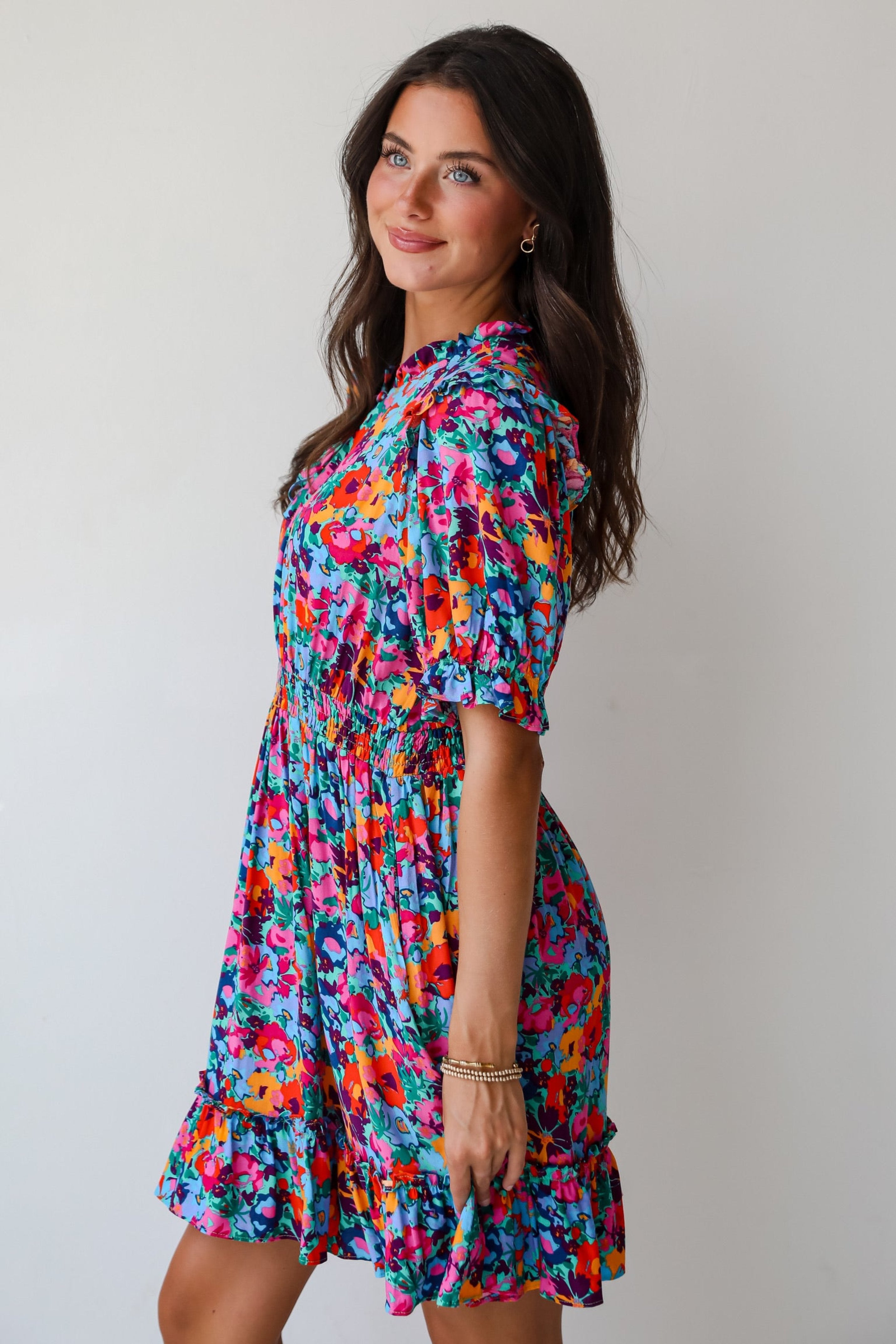 Radiant Romance Blue Floral Mini Dress