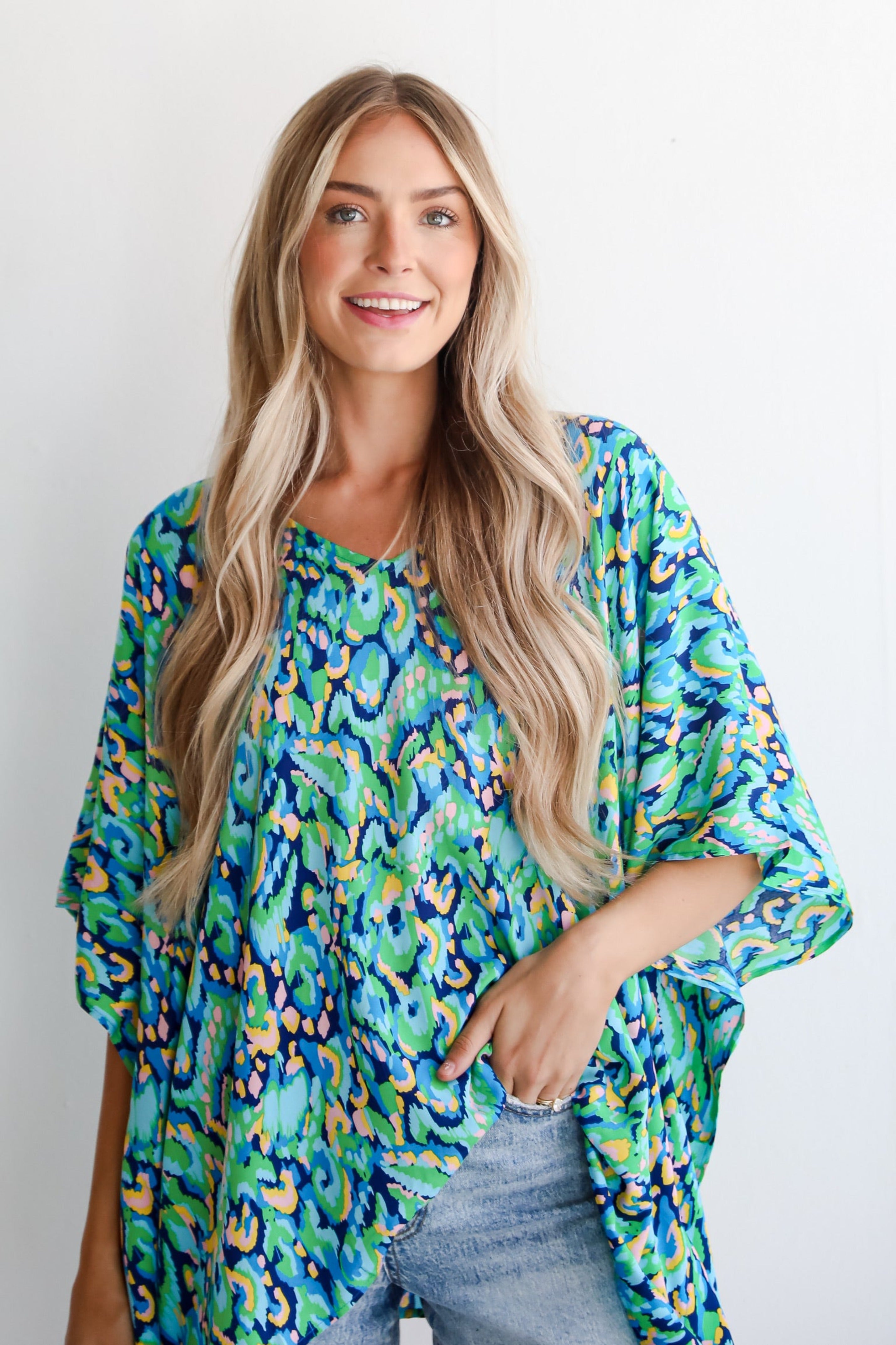 Magnificent Poise Blue Oversized Blouse