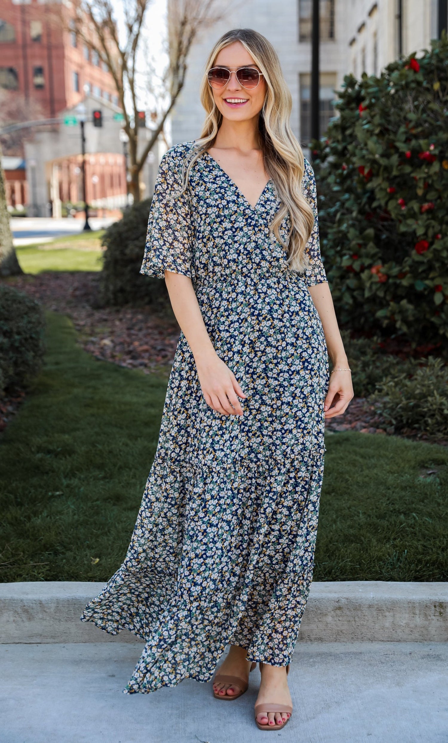 Navy Floral Maxi Dress