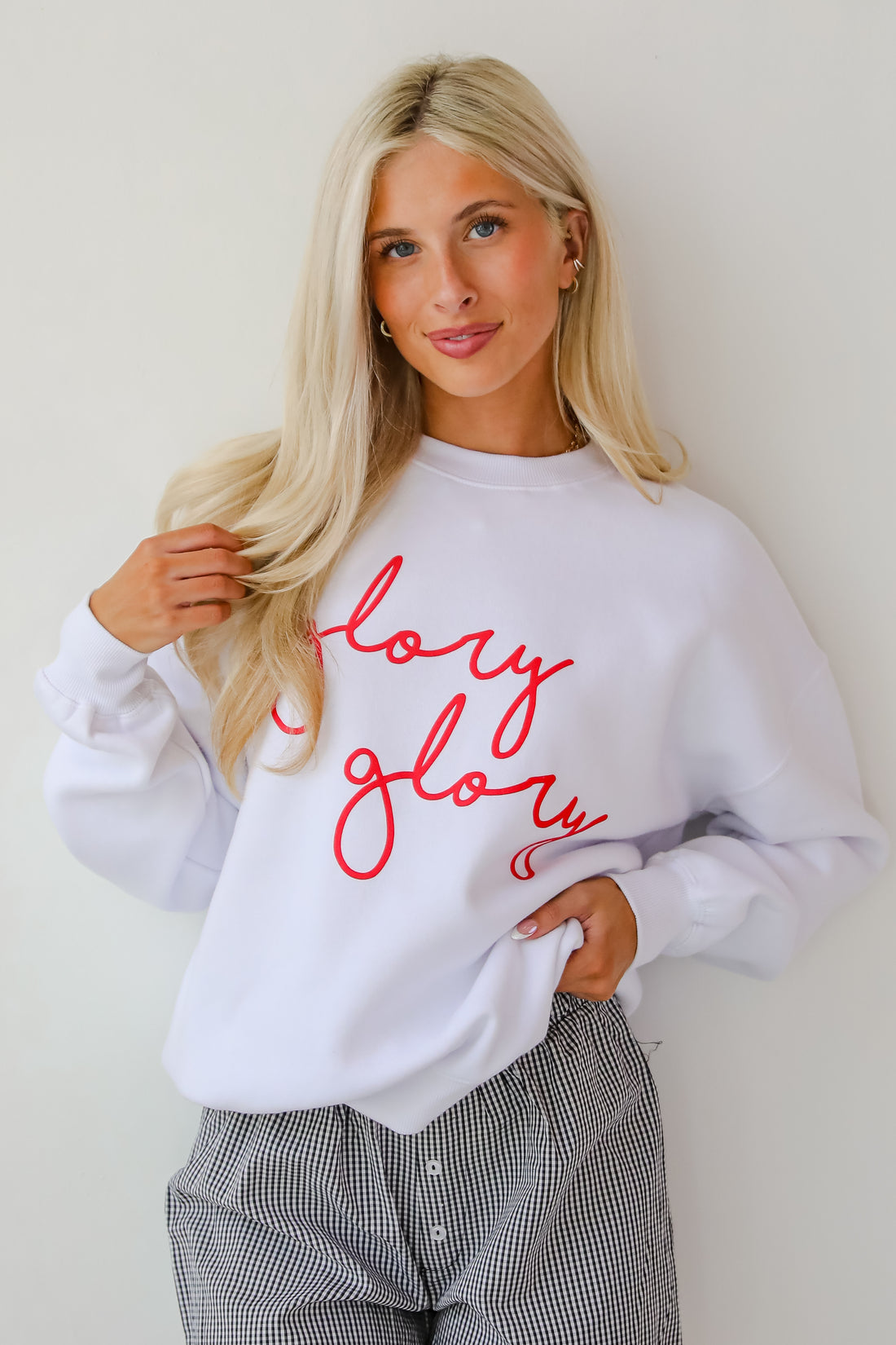 White Glory Glory Script Sweatshirt