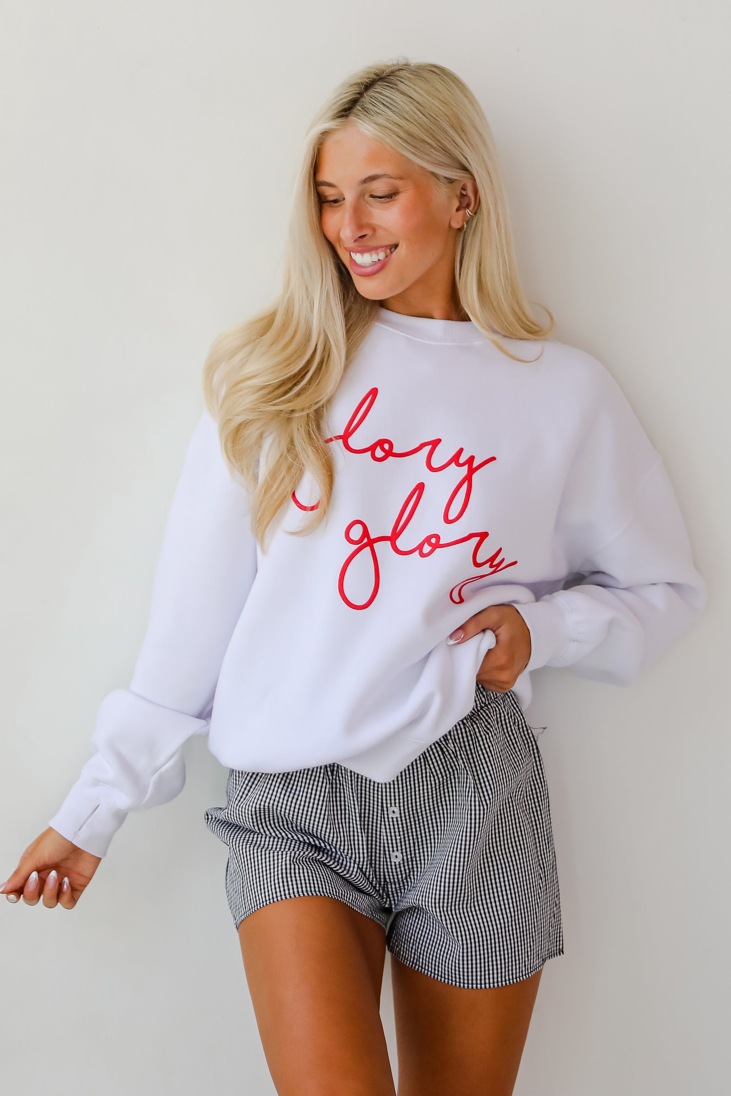 White Glory Glory Script Sweatshirt