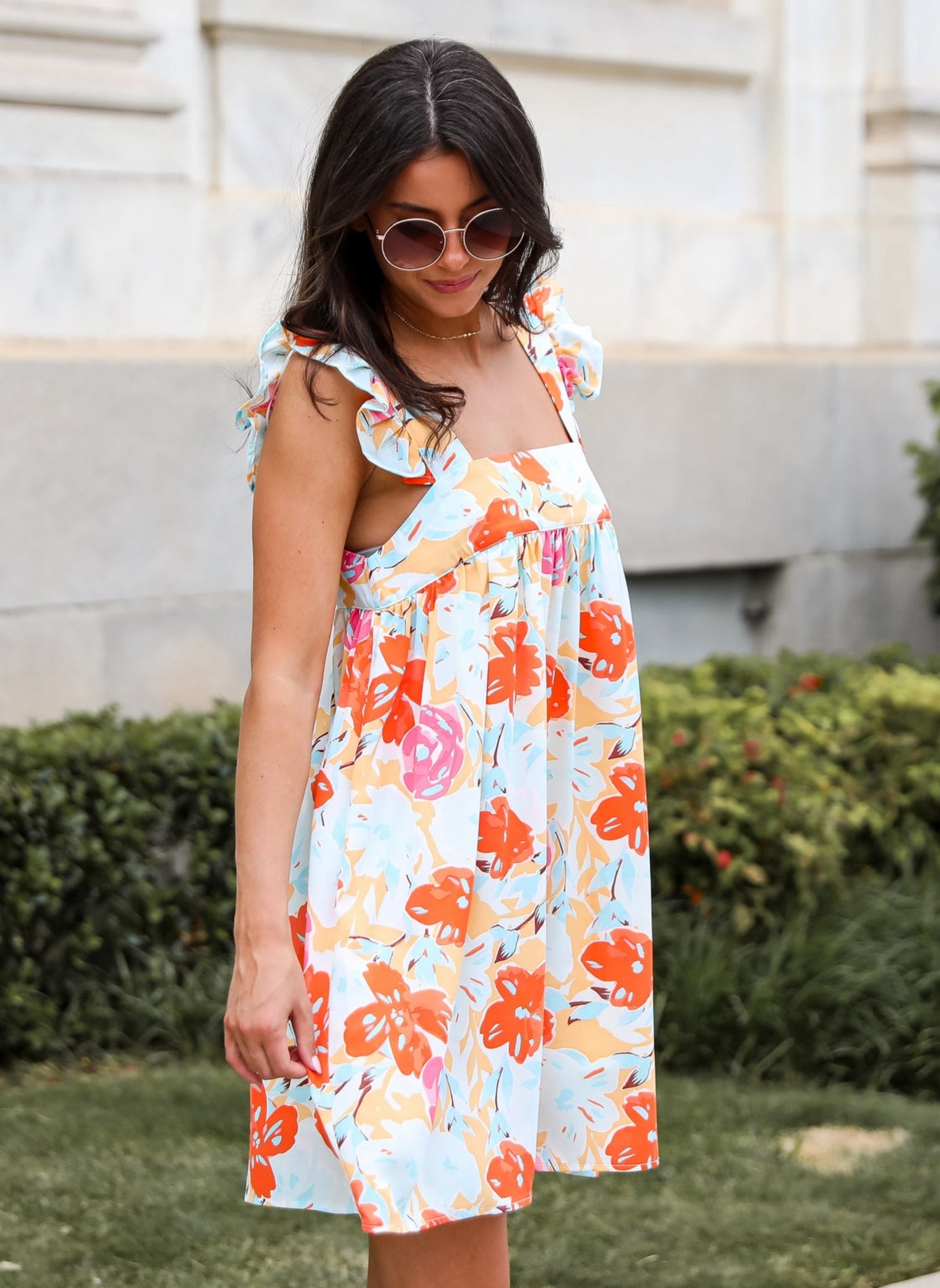 Precious Destiny Orange Floral Mini Dress