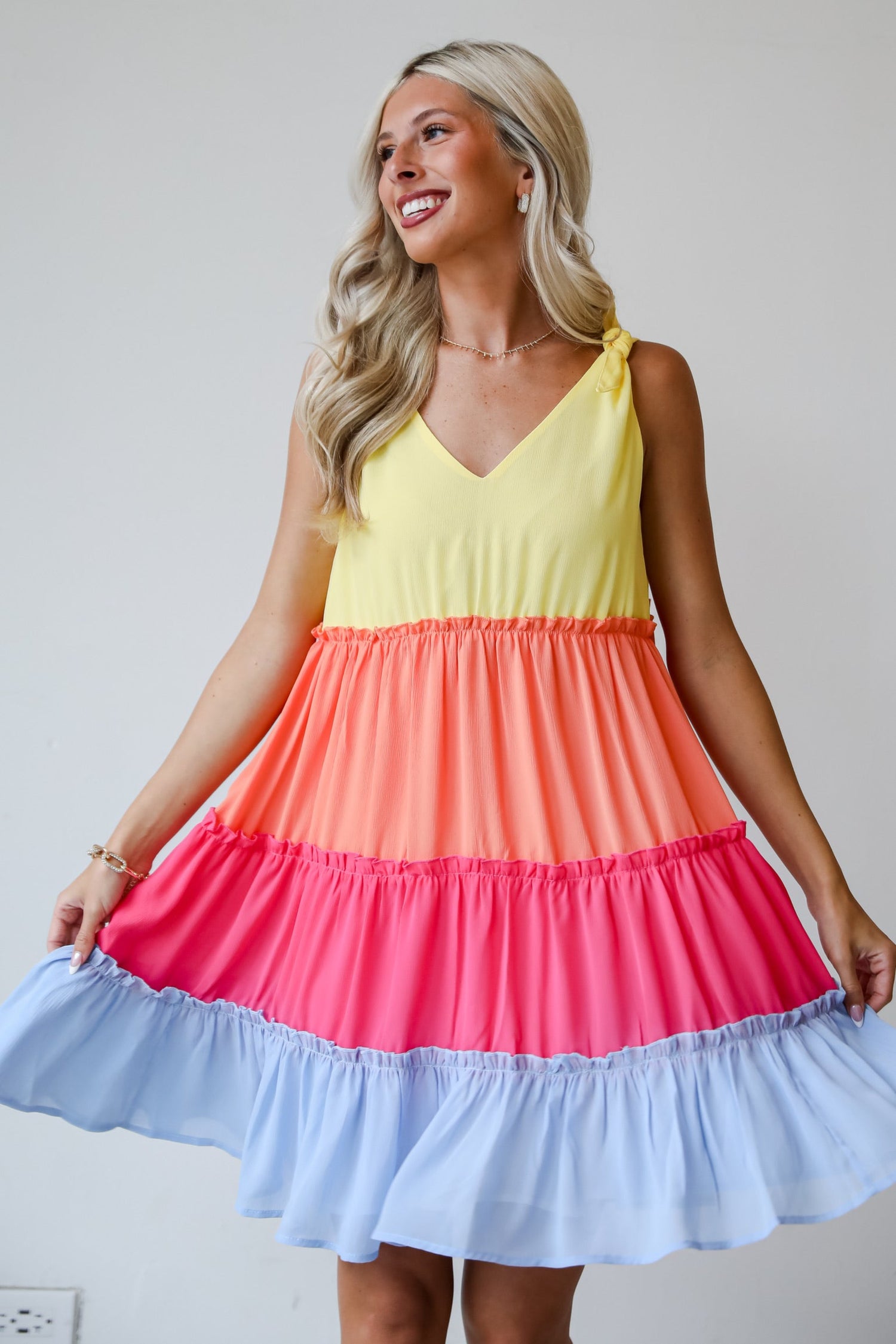 Tiered Color Block Mini Dress