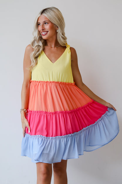 Tiered Color Block Mini Dress