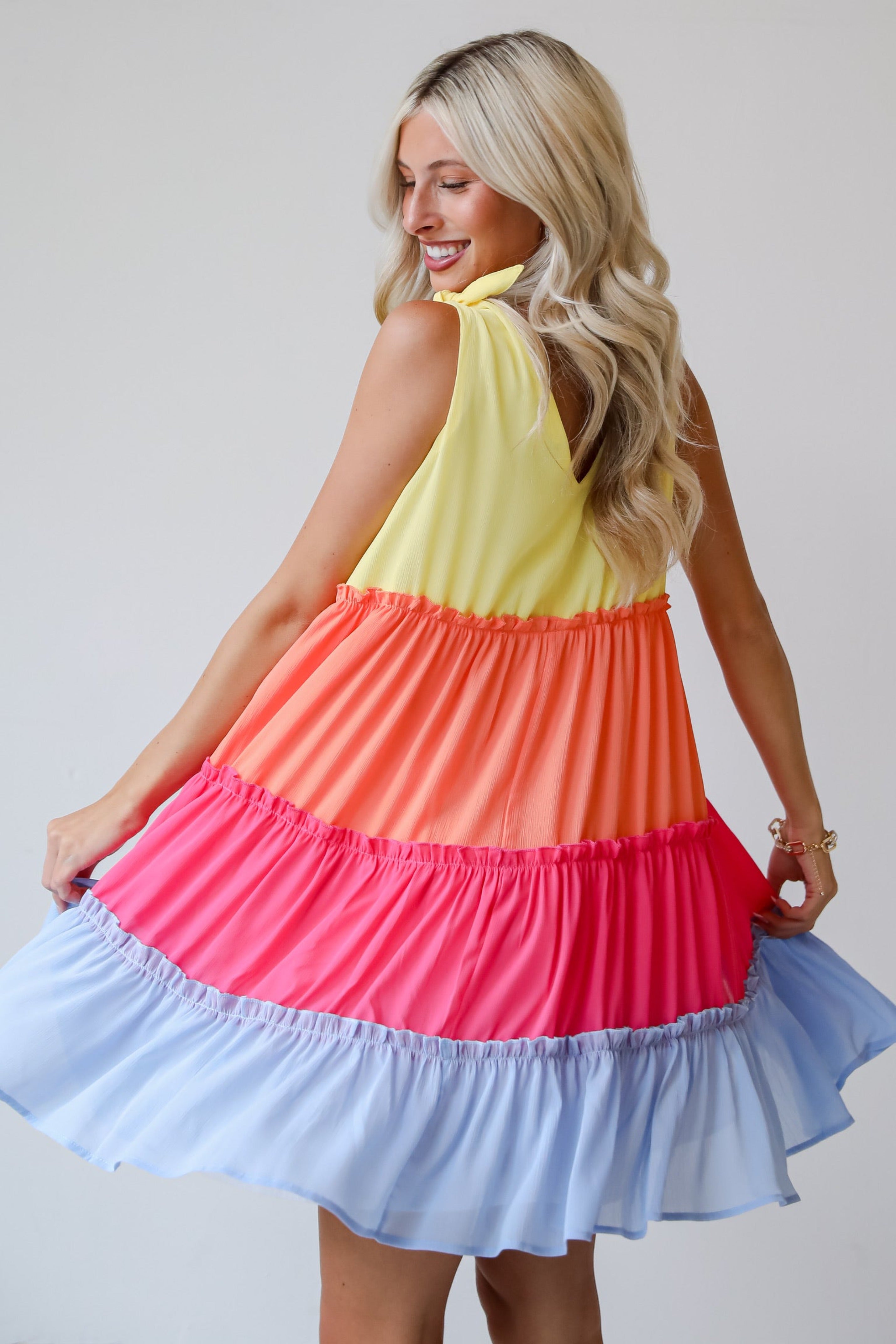 Tiered Color Block Mini Dress