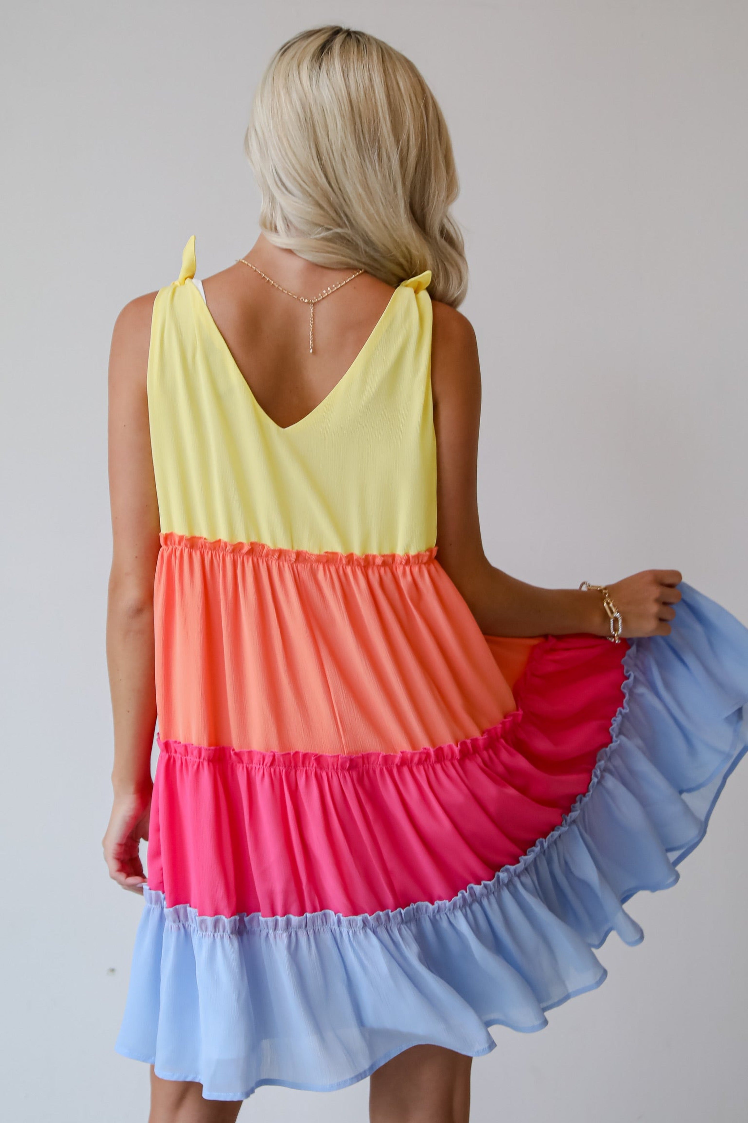 Tiered Color Block Mini Dress