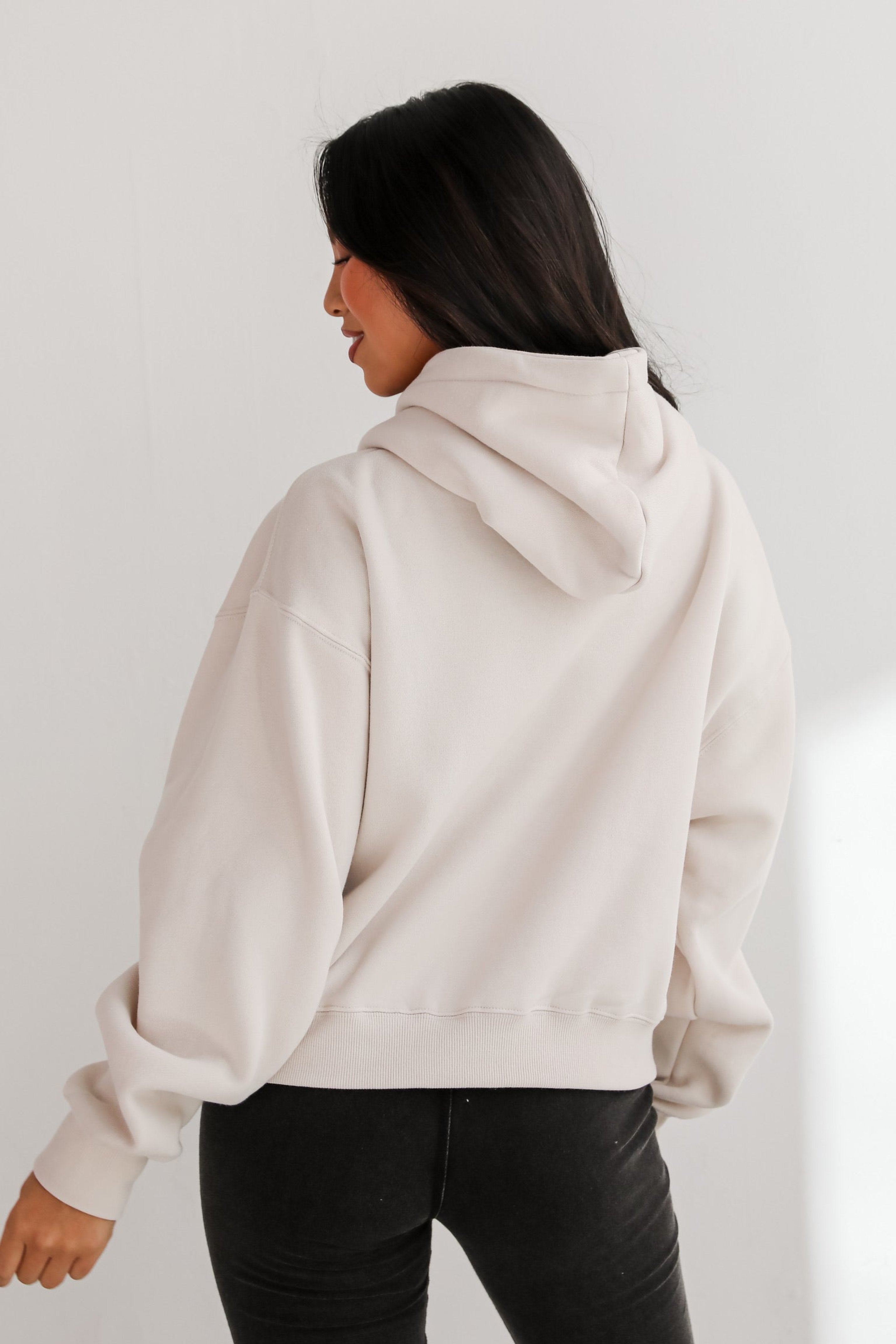 Cozy Convenience Beige Quarter Zip Hoodie