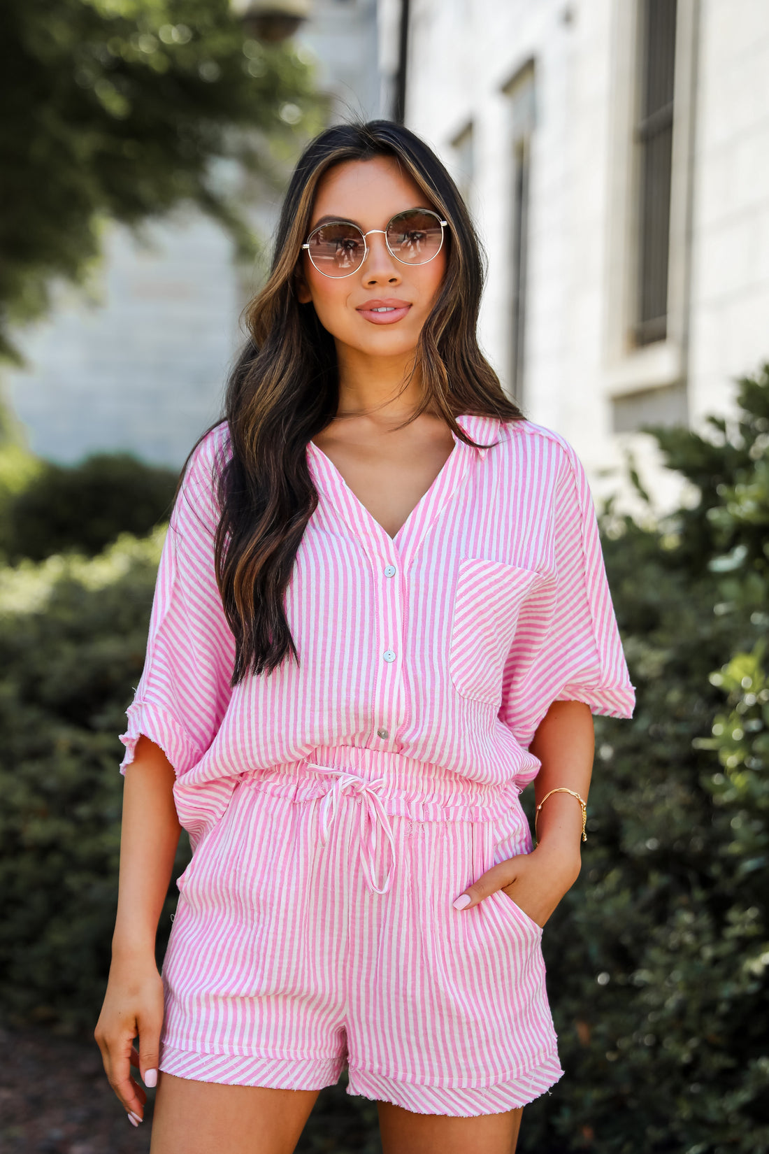 pink Seersucker Blouse