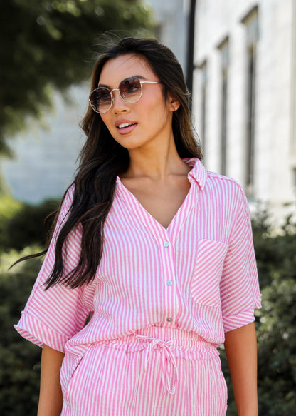 pink Seersucker Blouse