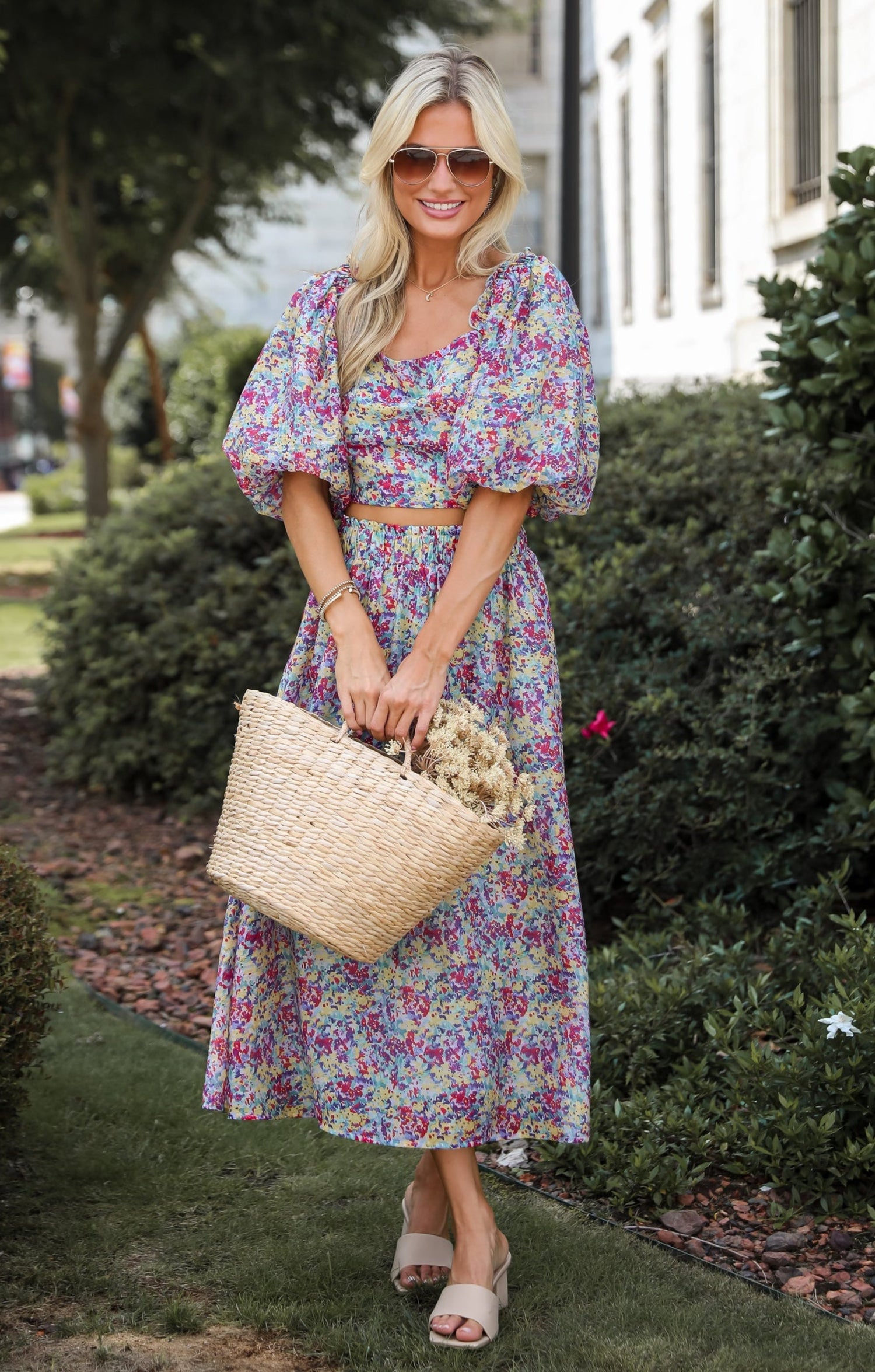 Instantly Perfect Multicolored Floral Cropped Blouse