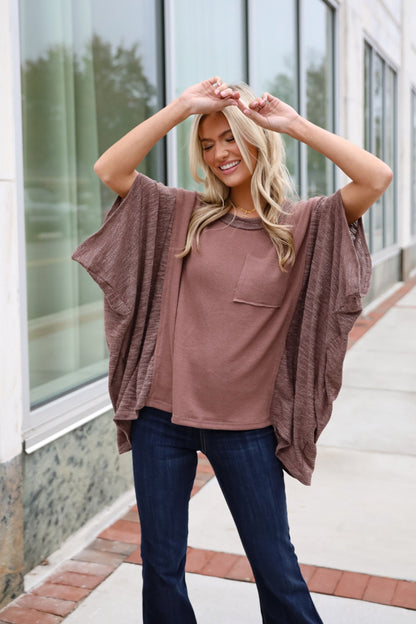 Essential Coziness Brown Oversized Knit Top