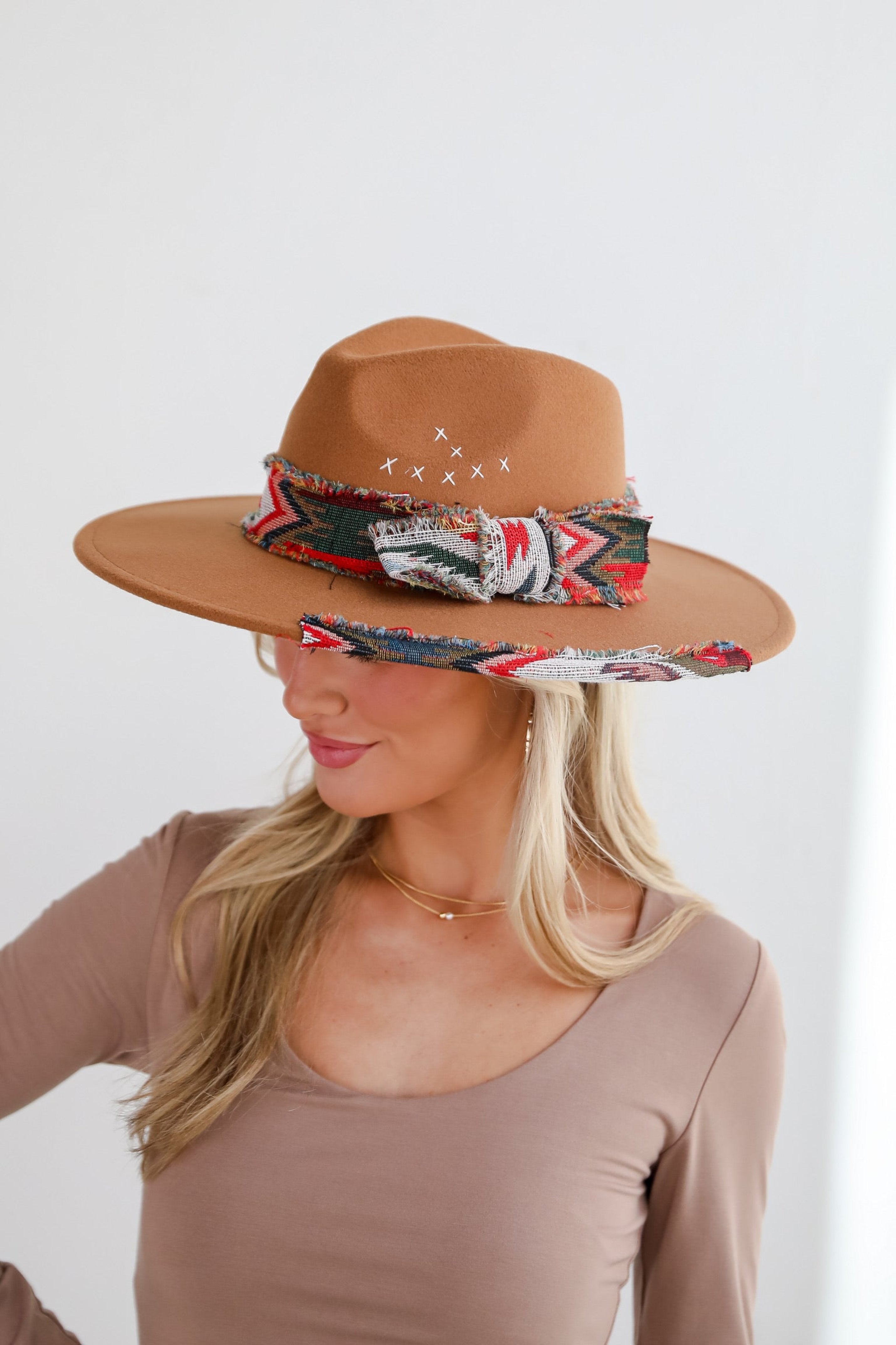 Saddled Up Camel Wide Brim Fedora Hat