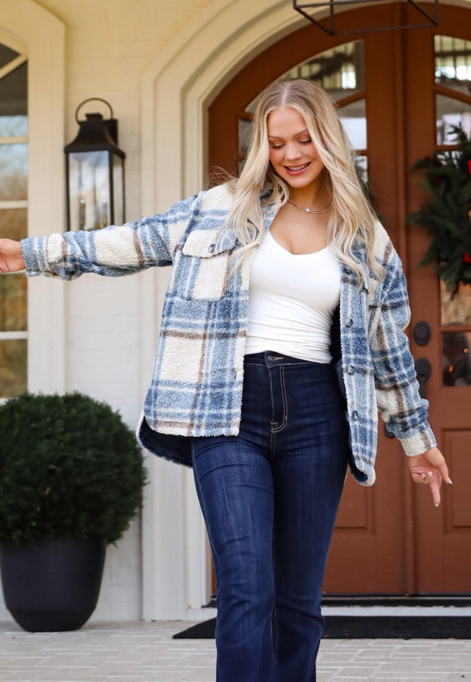 Cuddly Cute Plaid Teddy Shacket