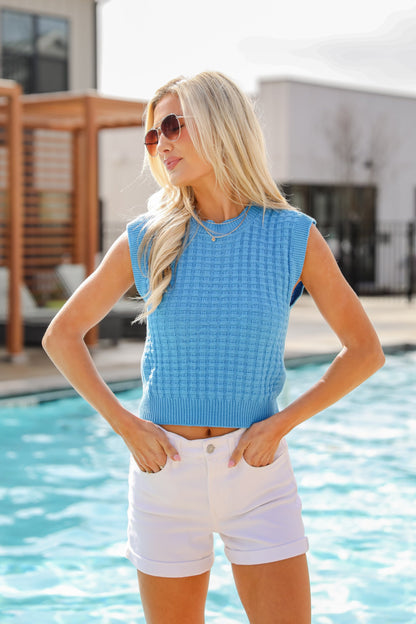 By The Seashore Blue Knit Tank