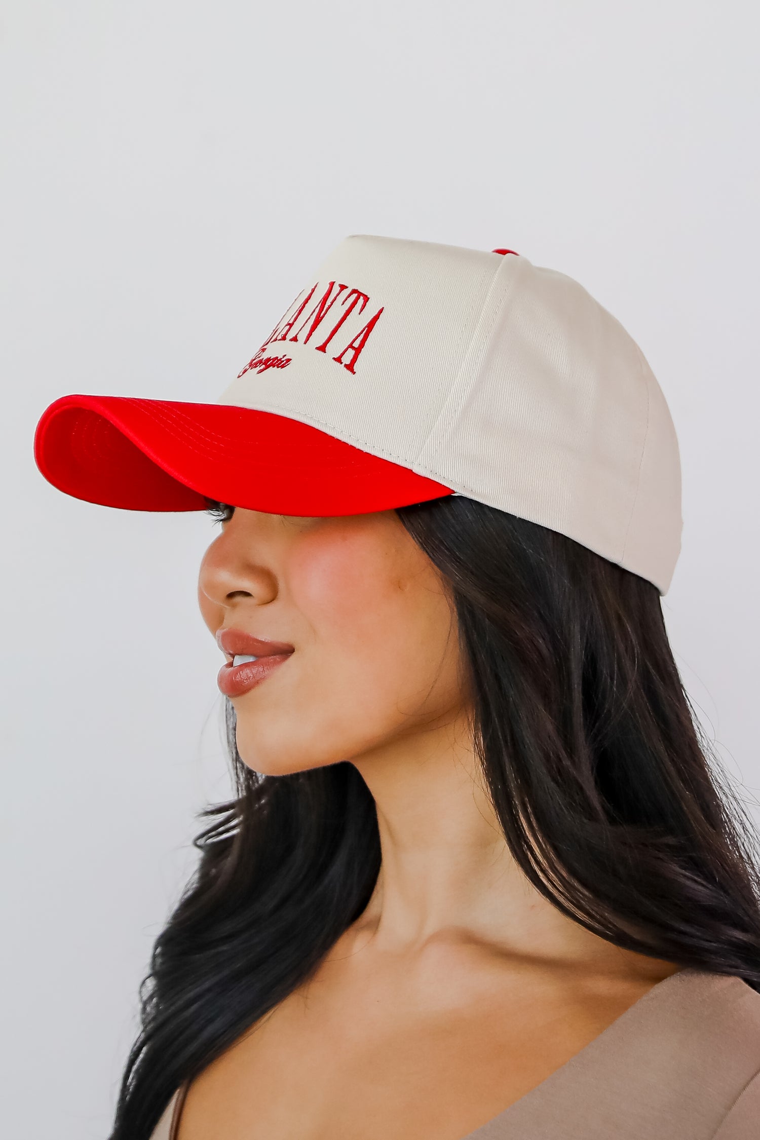 Red Atlanta Georgia Color Block Embroidered Hat