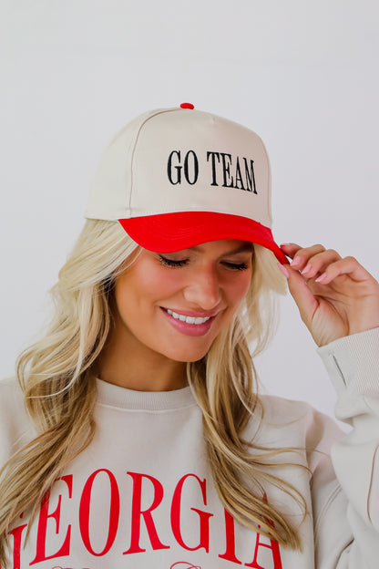 Red Go Team Color Block Embroidered Hat