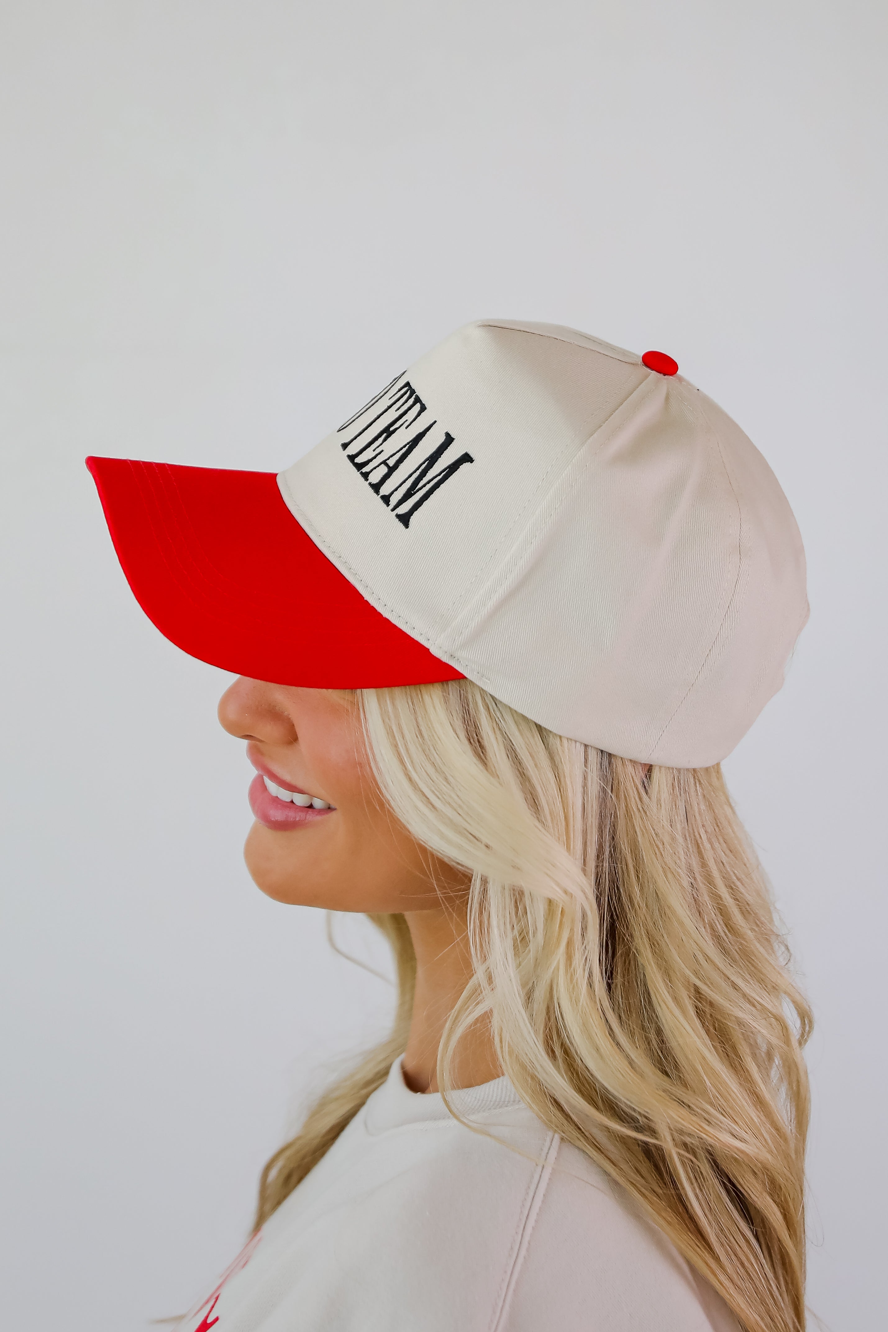 Red Go Team Color Block Embroidered Hat