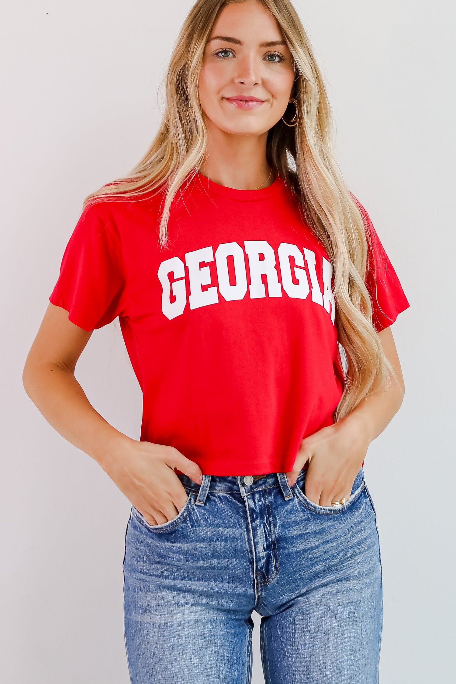 Red Georgia Block Letter Cropped Tee