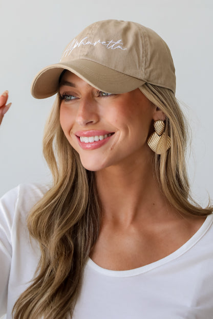 Tan Alpharetta Script Embroidered Hat