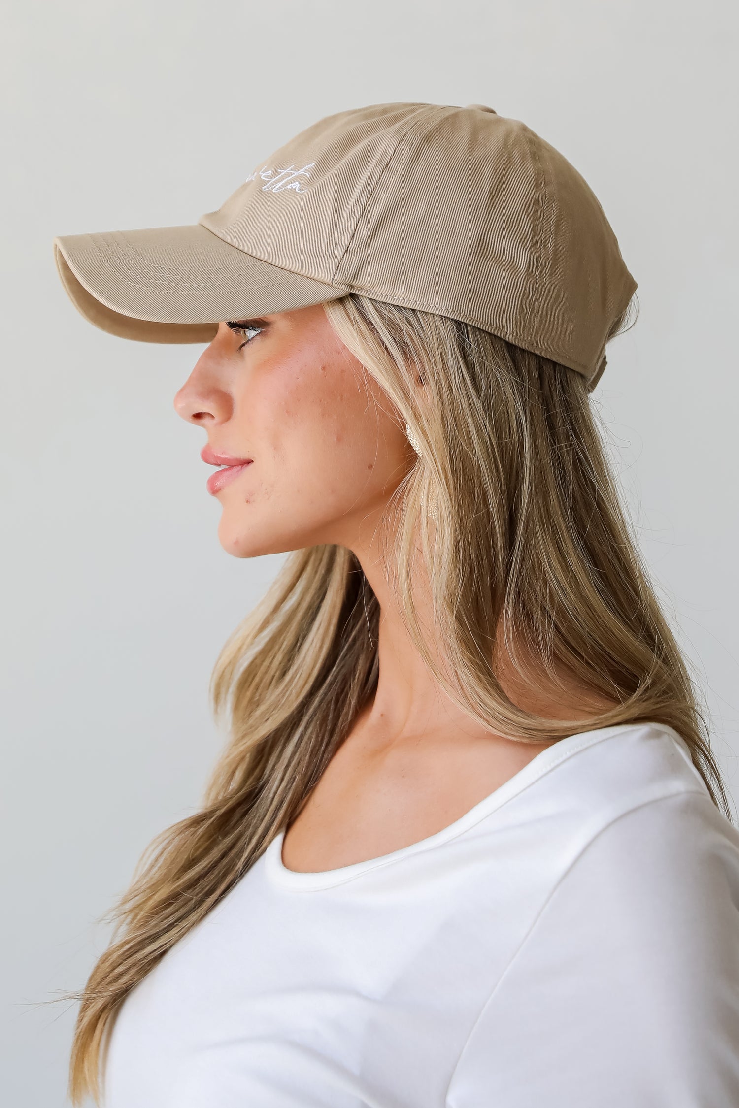 Tan Alpharetta Script Embroidered Hat