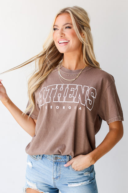 Brown Athens Georgia Tee front view