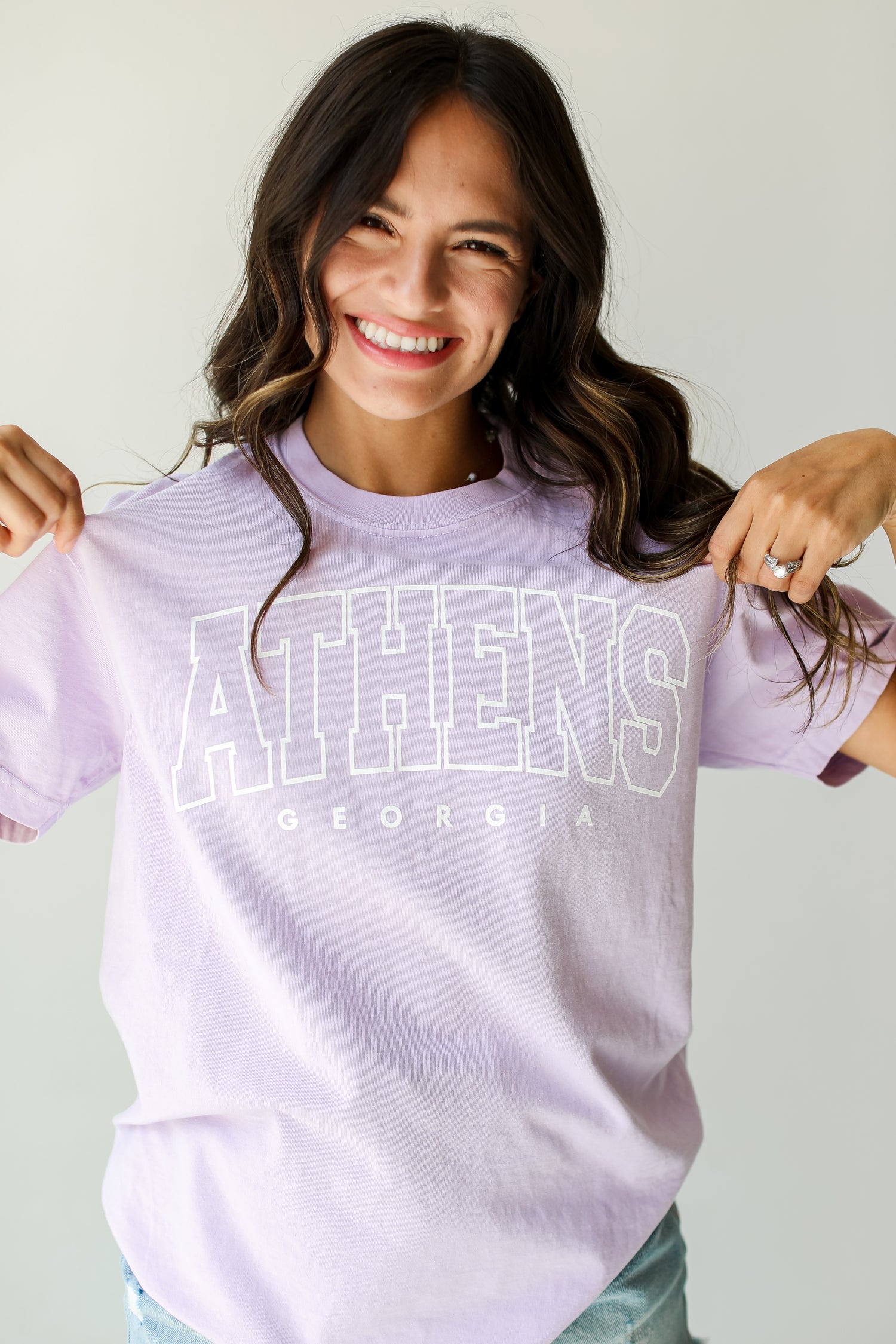 Lavender Athens Georgia Tee on model