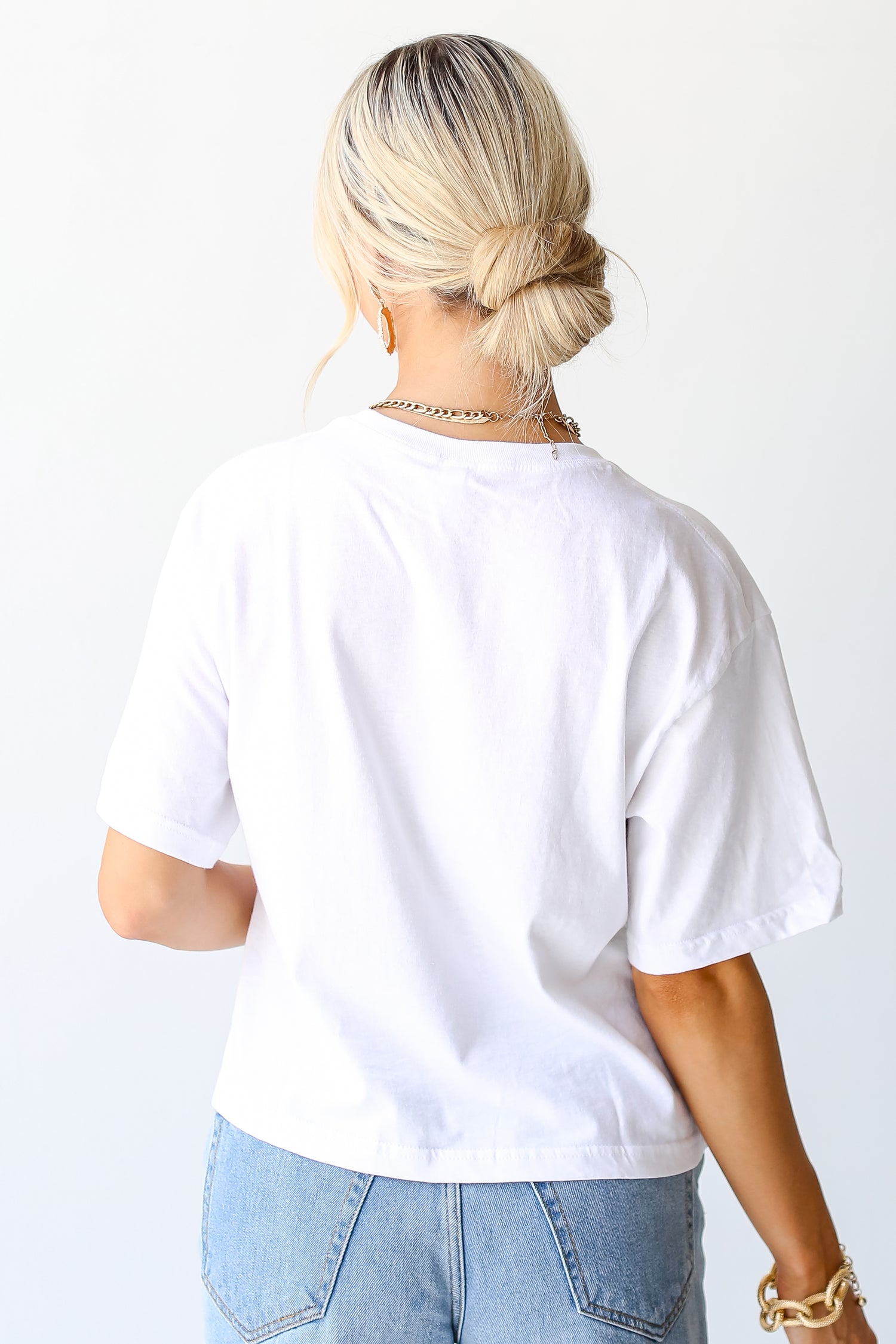 White Athens Georgia Cropped Tee back view