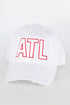 white ATL Distressed Embroidered Hat