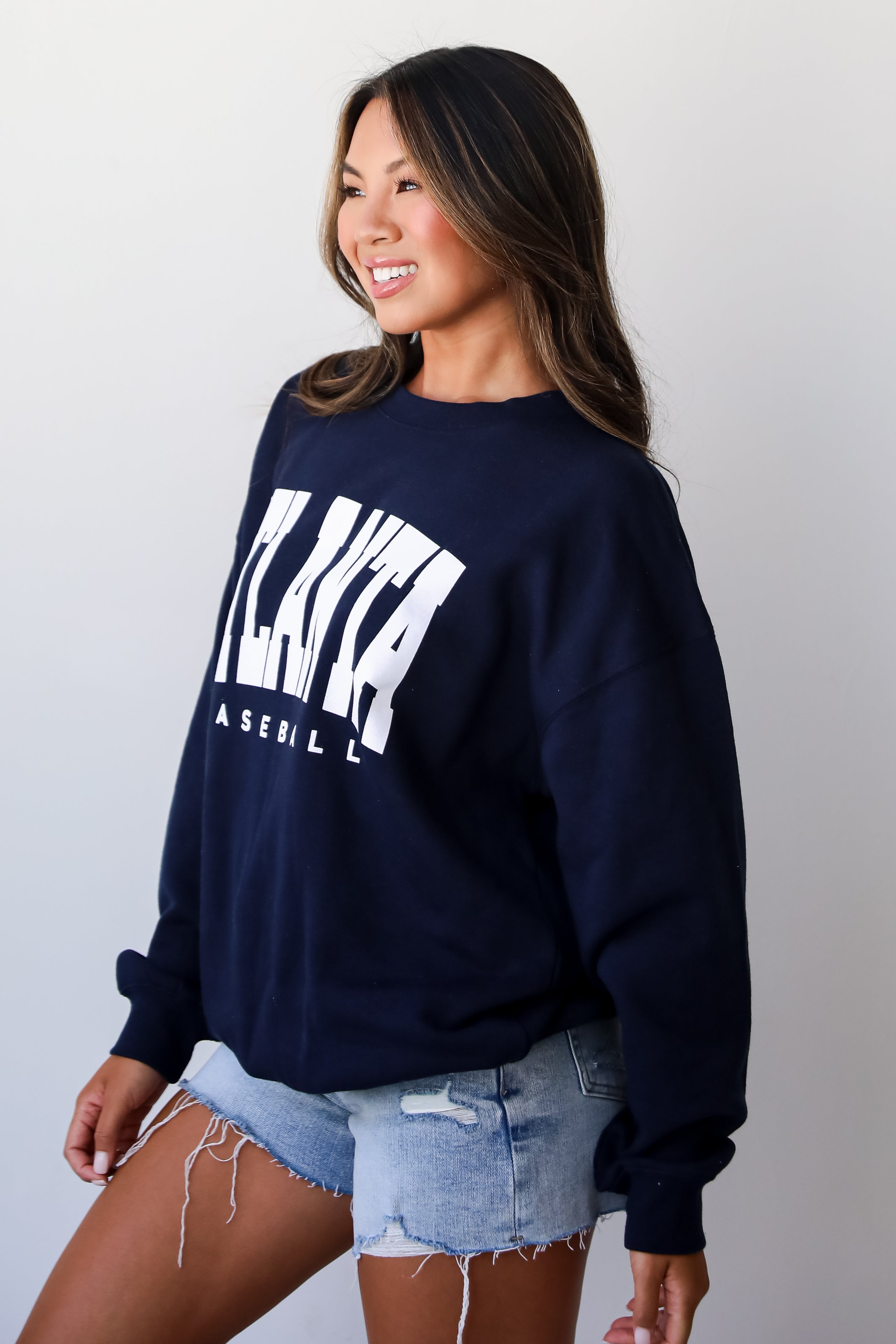 Navy Atlanta Baseball Sweatshirt