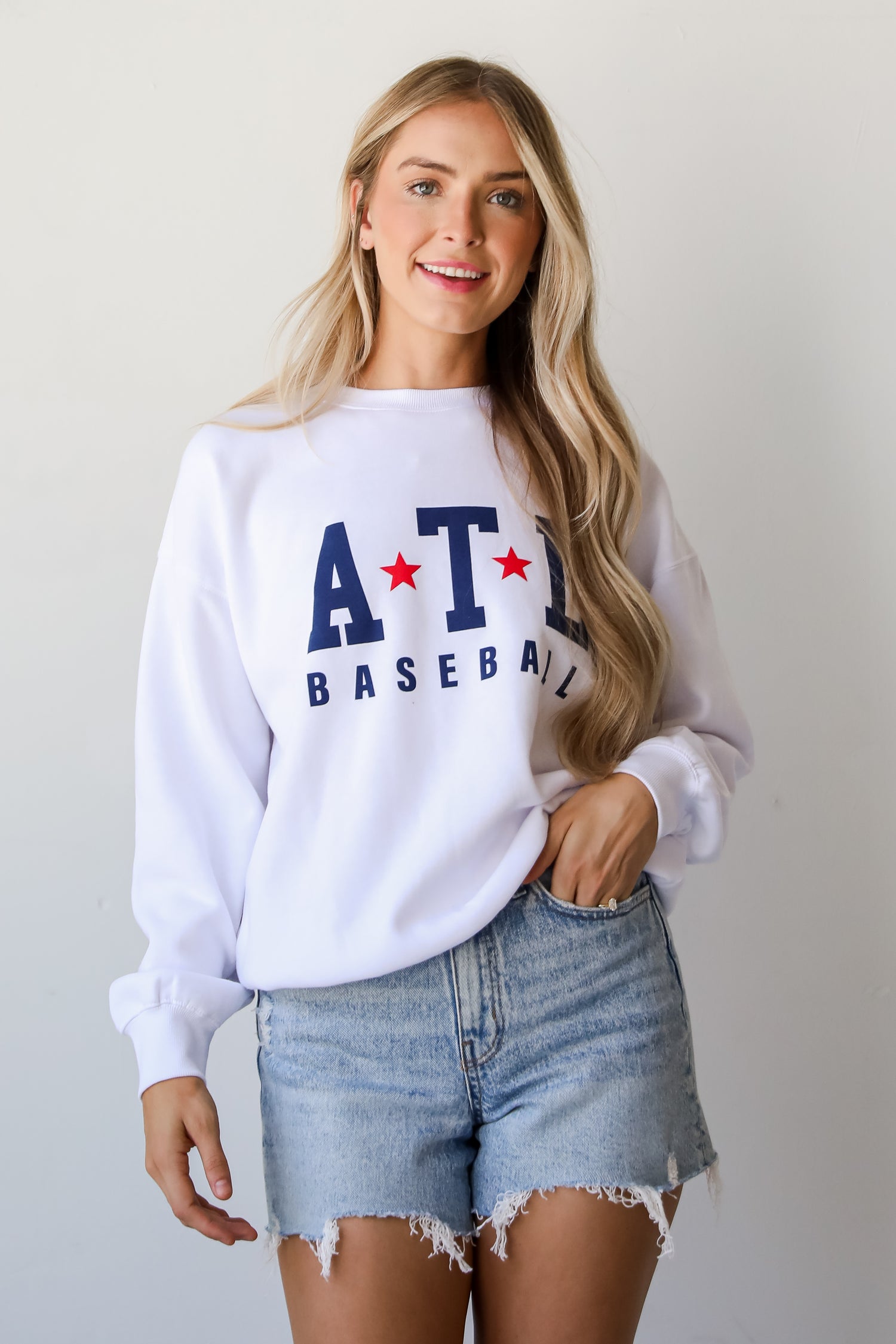 White ATL Baseball Star Sweatshirt