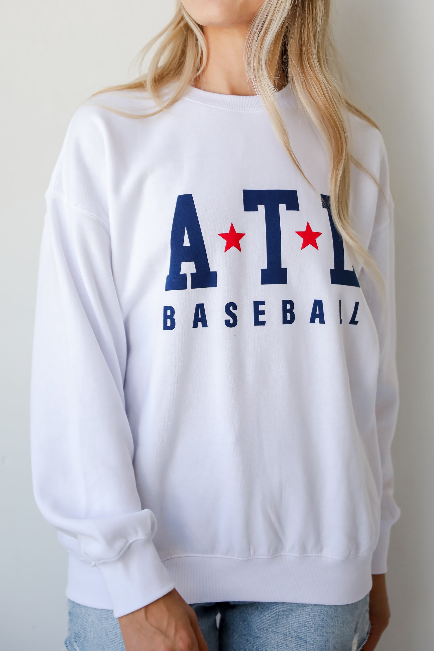 White ATL Baseball Star Sweatshirt