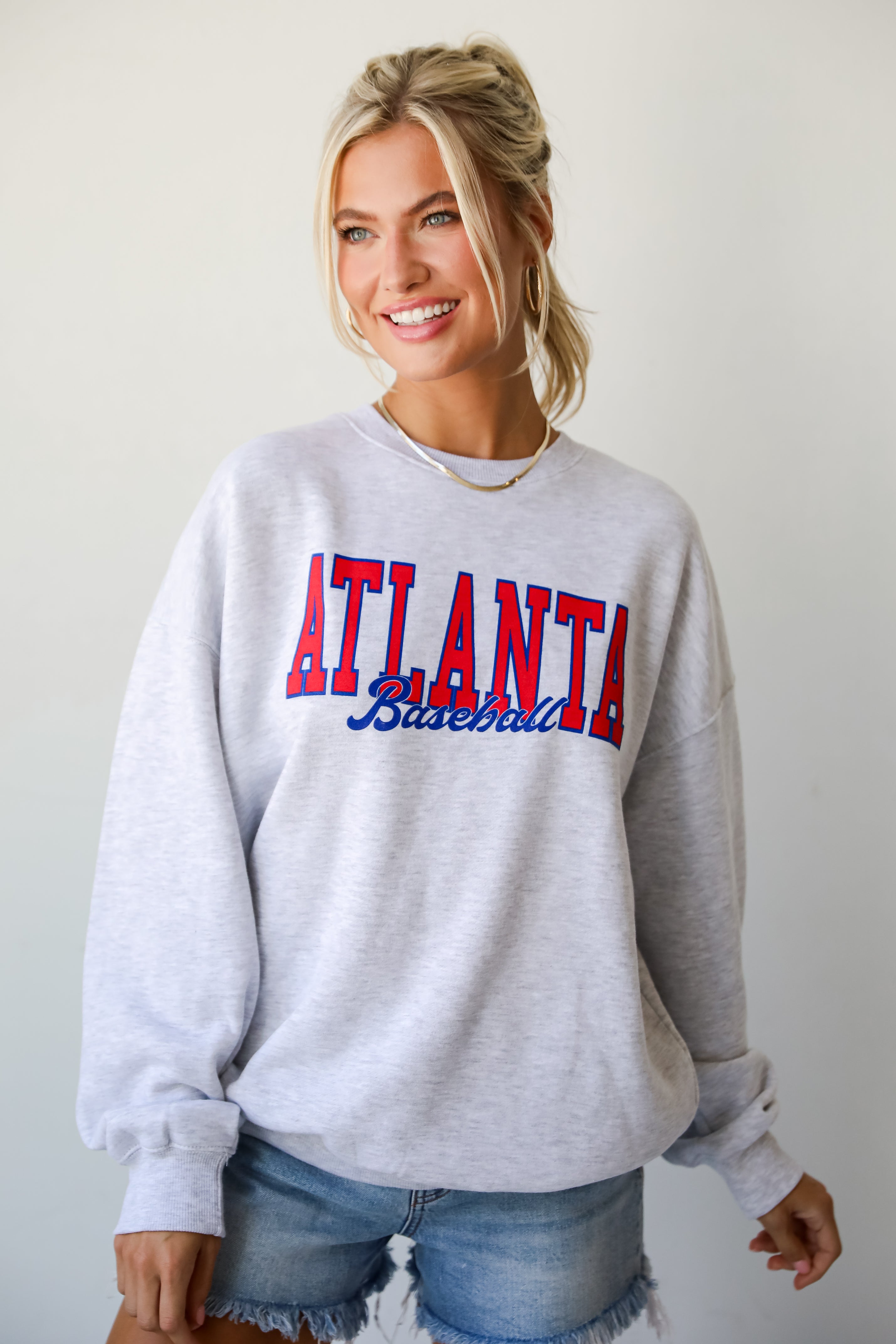 Heather Grey Atlanta Baseball Sweatshirt