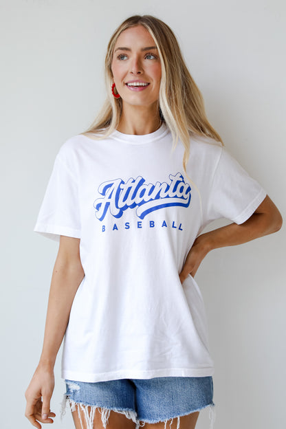 braves tee. White Atlanta Baseball Graphic Tee