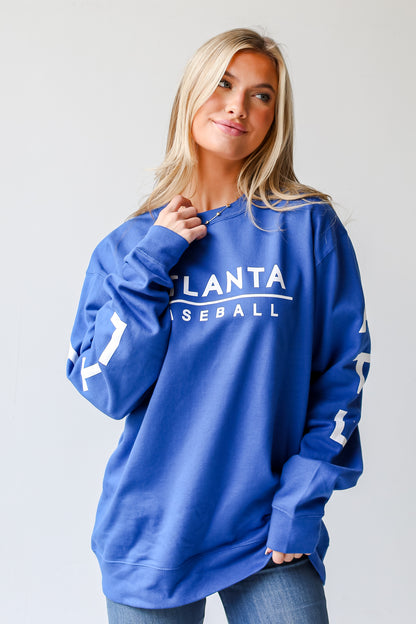 Royal Blue Atlanta Baseball Pullover front view