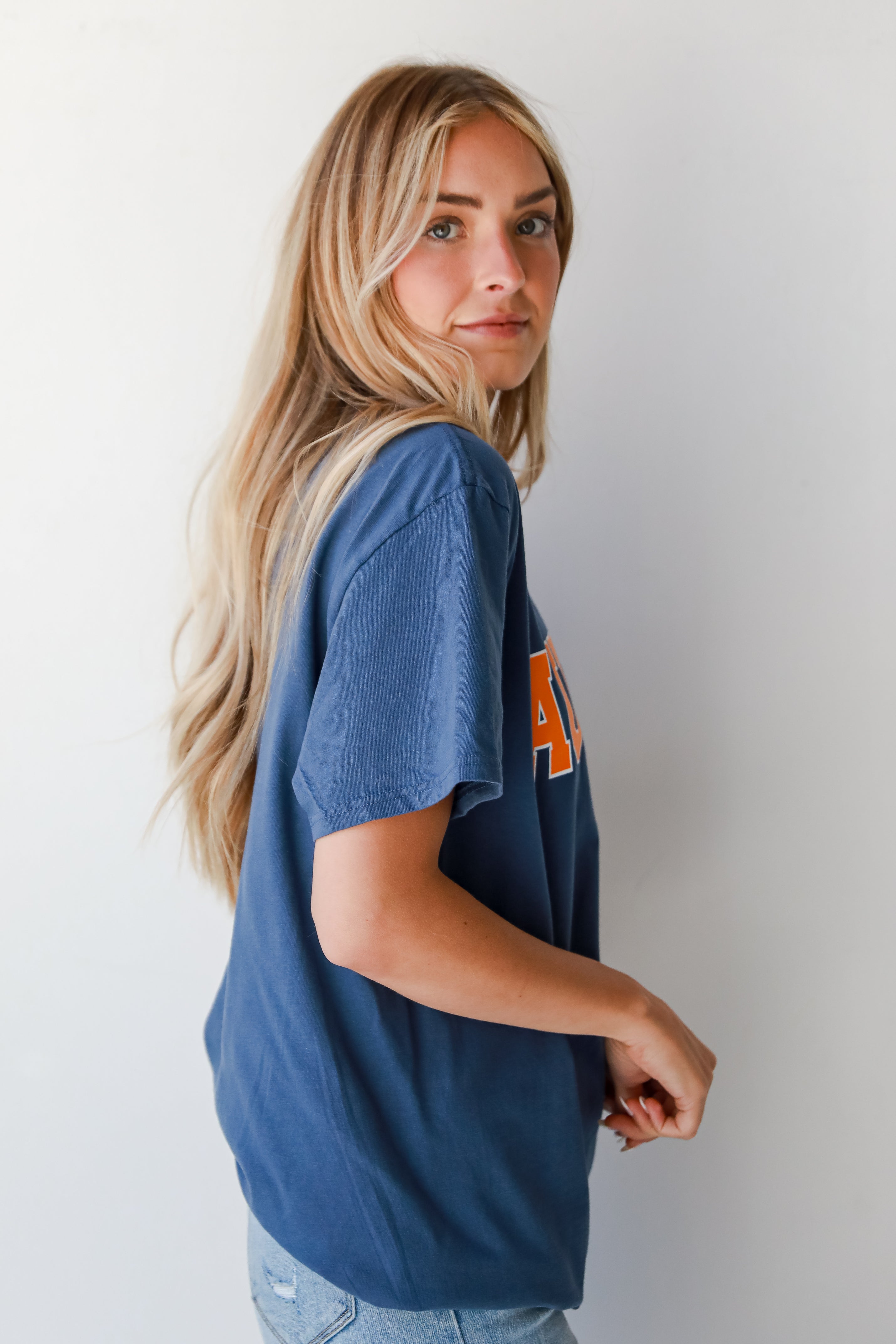 Navy Auburn Tee side view