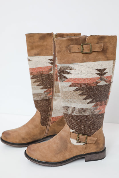 Gone Out West Taupe Aztec Boots