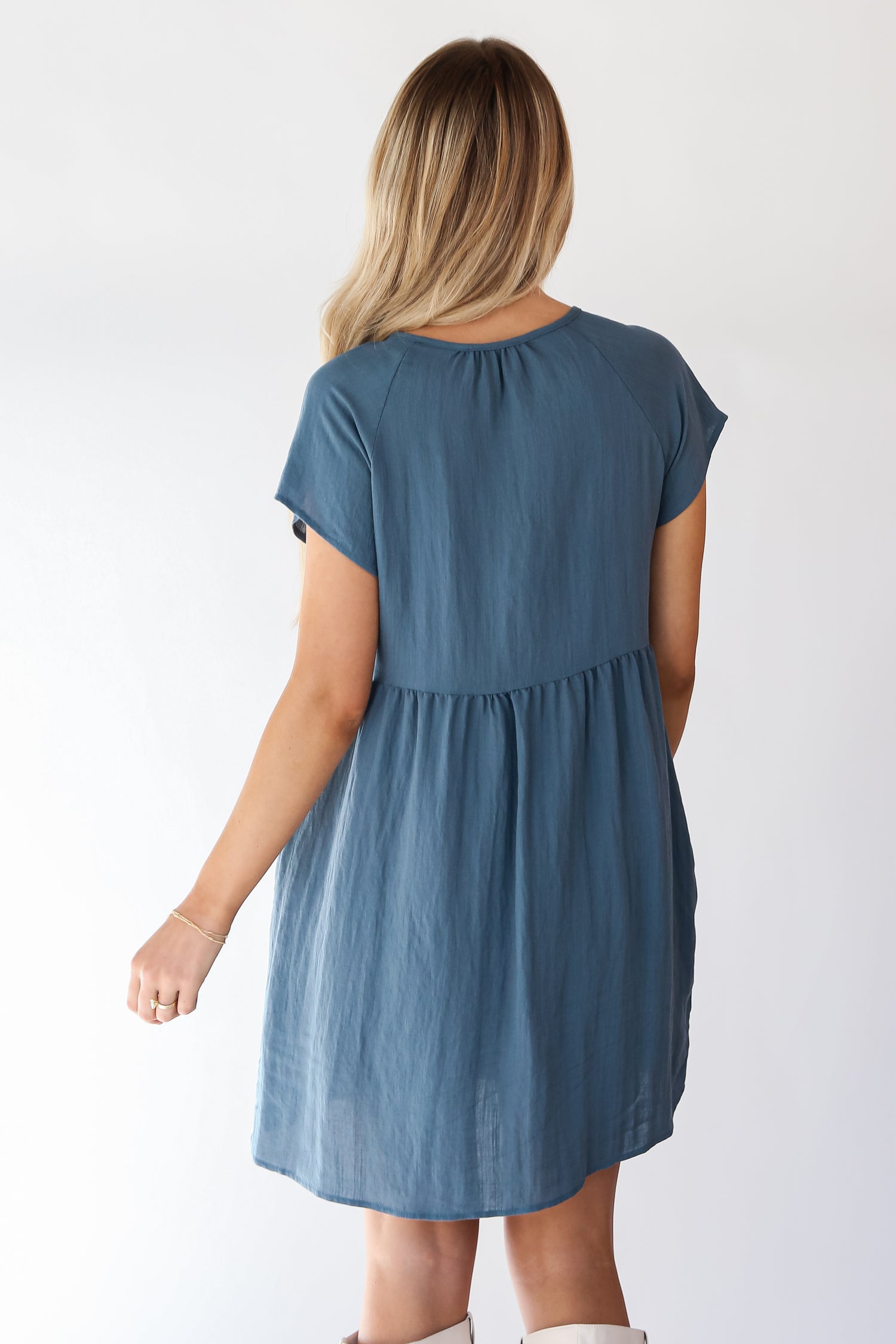 flowy blue Babydoll Mini Dress