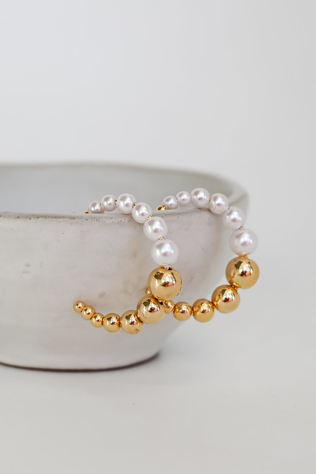 Gold Pearl Hoop Earrings