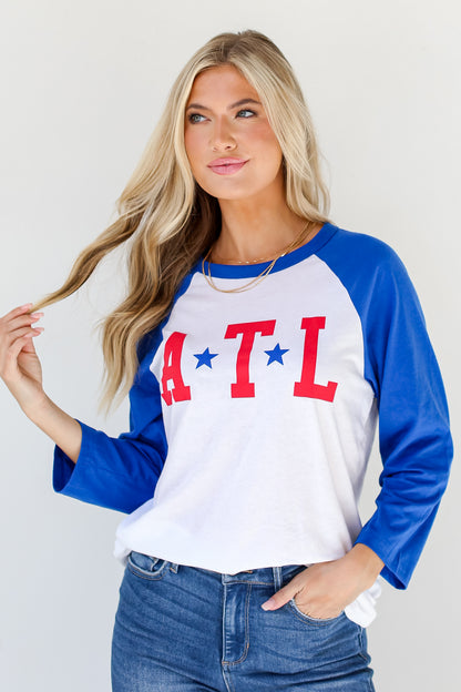 model wearing an ATL Star Raglan Tee