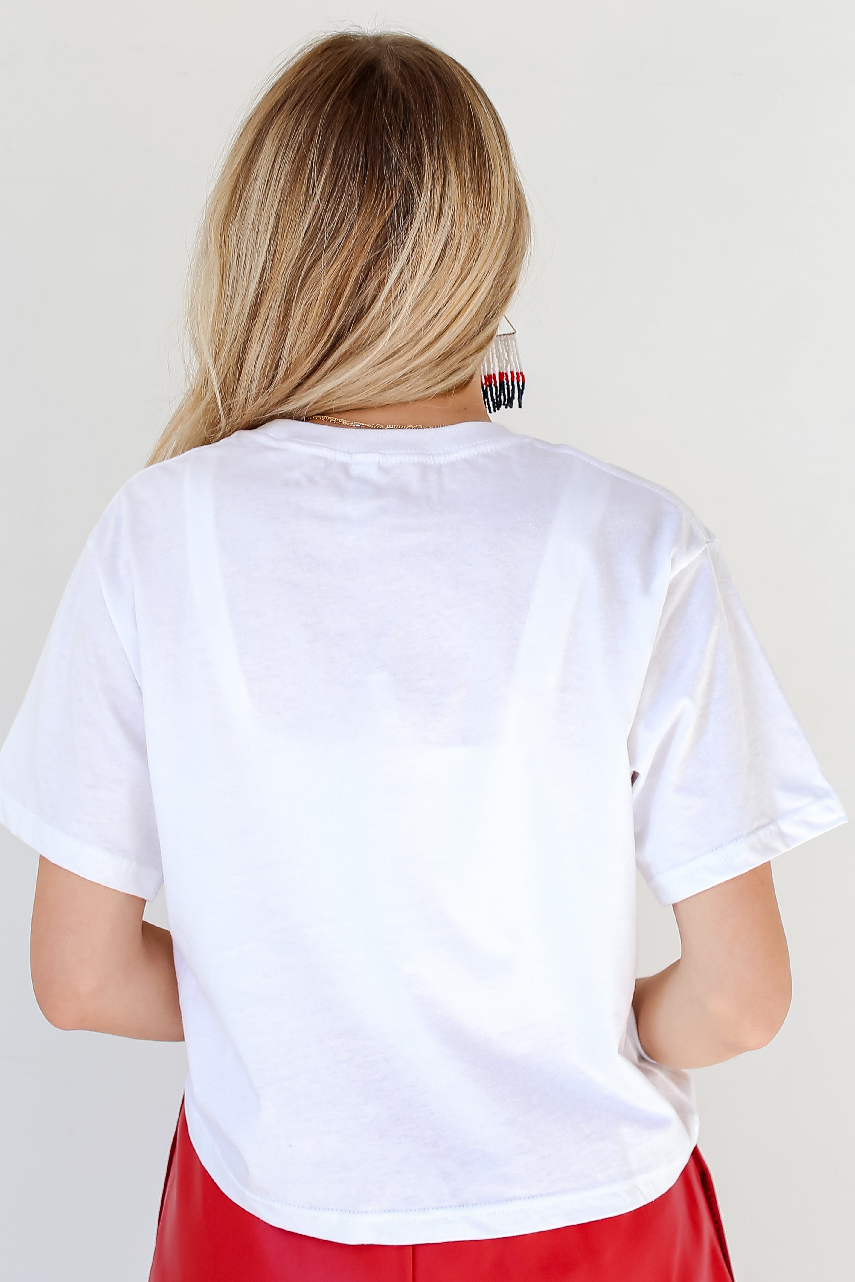 white Baseball Atlanta Cropped Tee back view