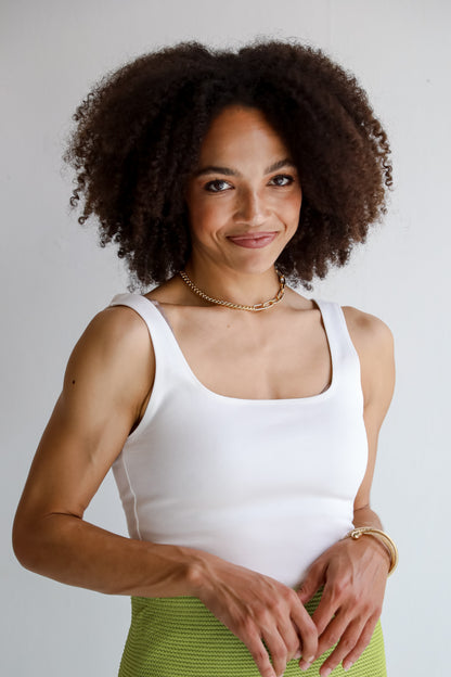 white Square Neck Bodysuit