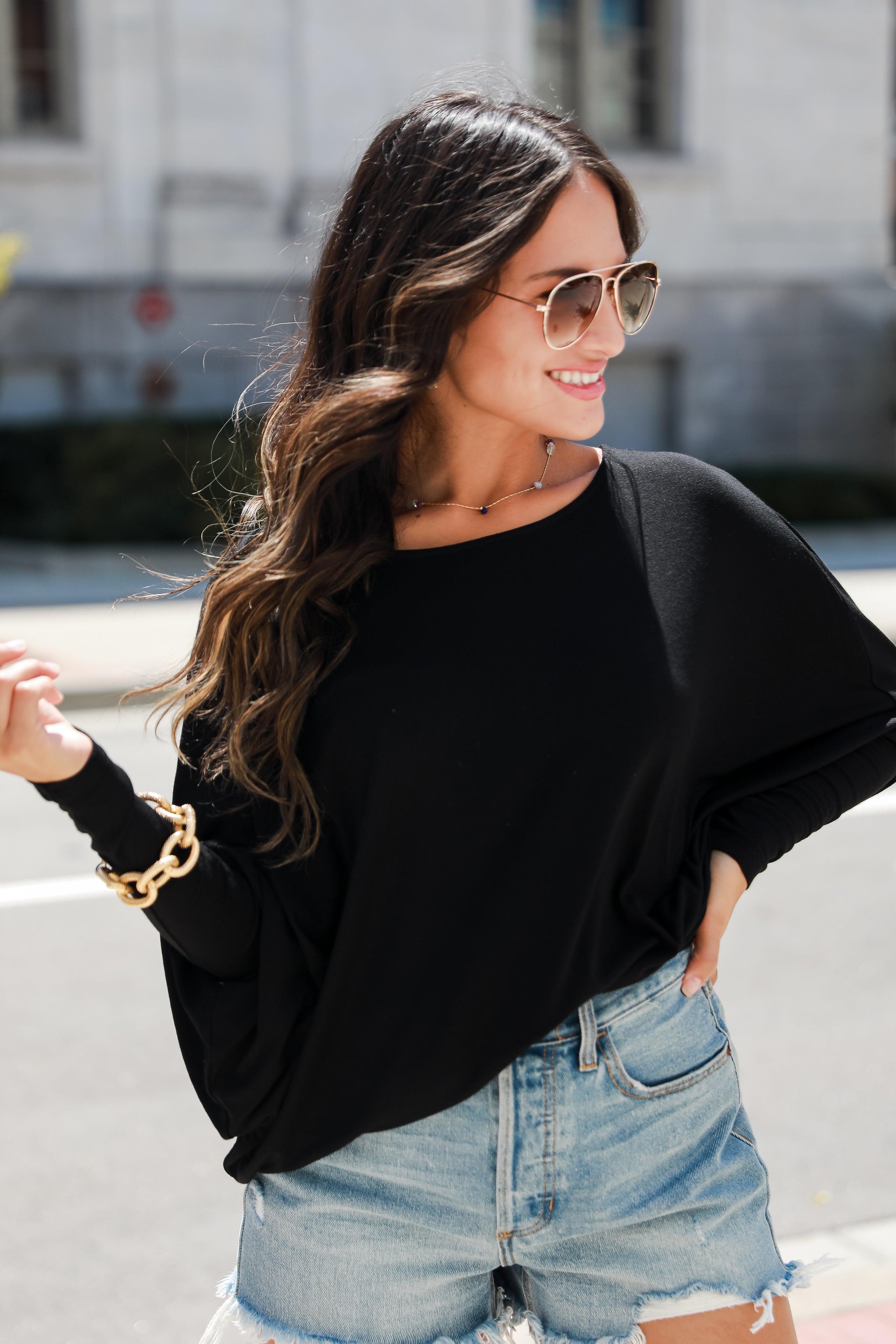 black Oversized Top