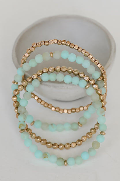 Lainey Mint Beaded Bracelet Set