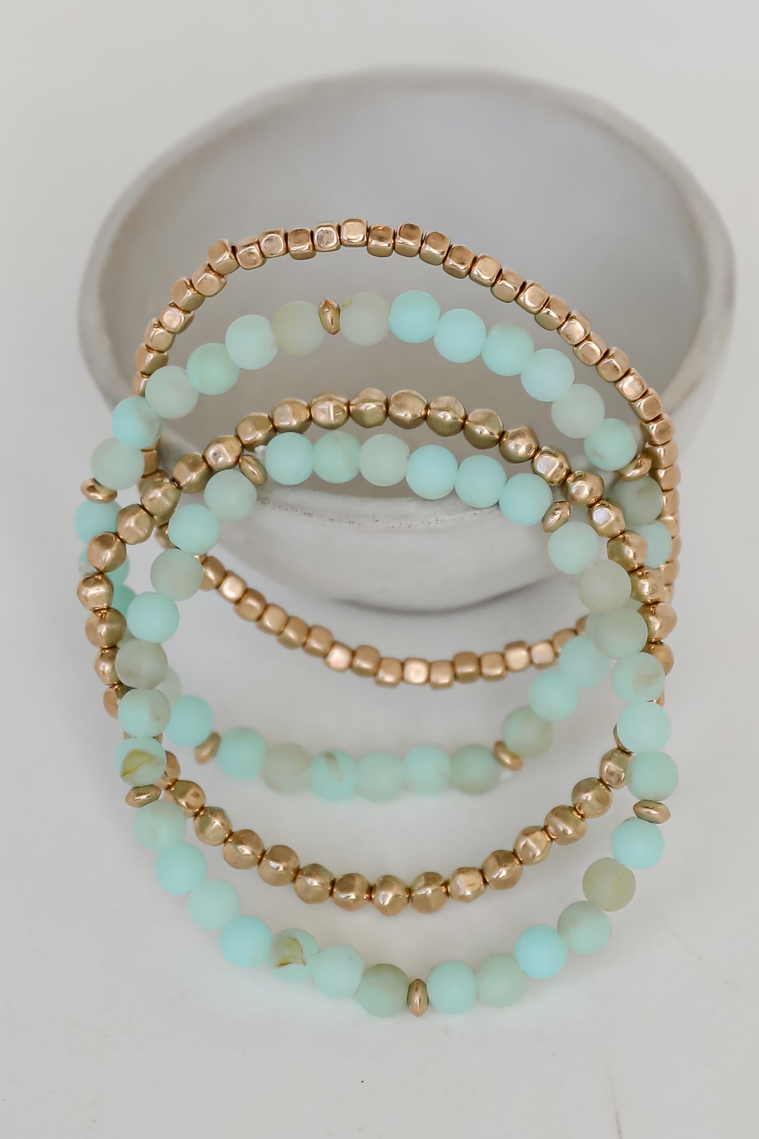 Lainey Mint Beaded Bracelet Set